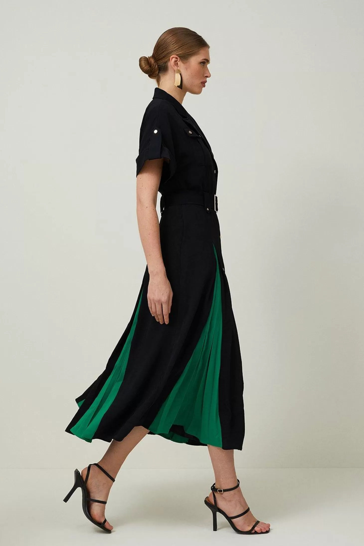 Karen Millen Soft Tailored Colorblock Shirt Dress