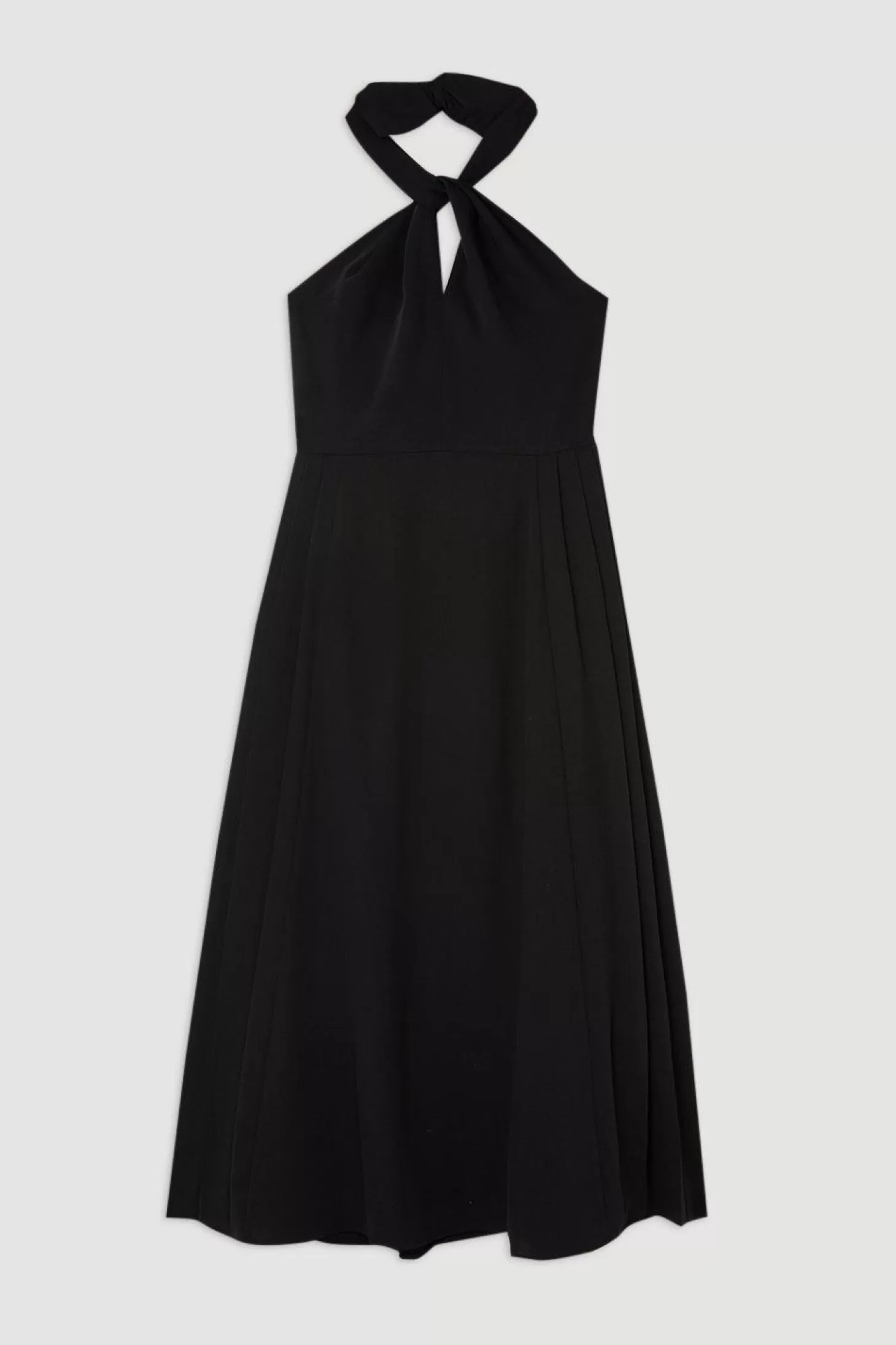 Karen Millen Soft Tailored Halter Tie Neck Pleat Detail Midi Dress
