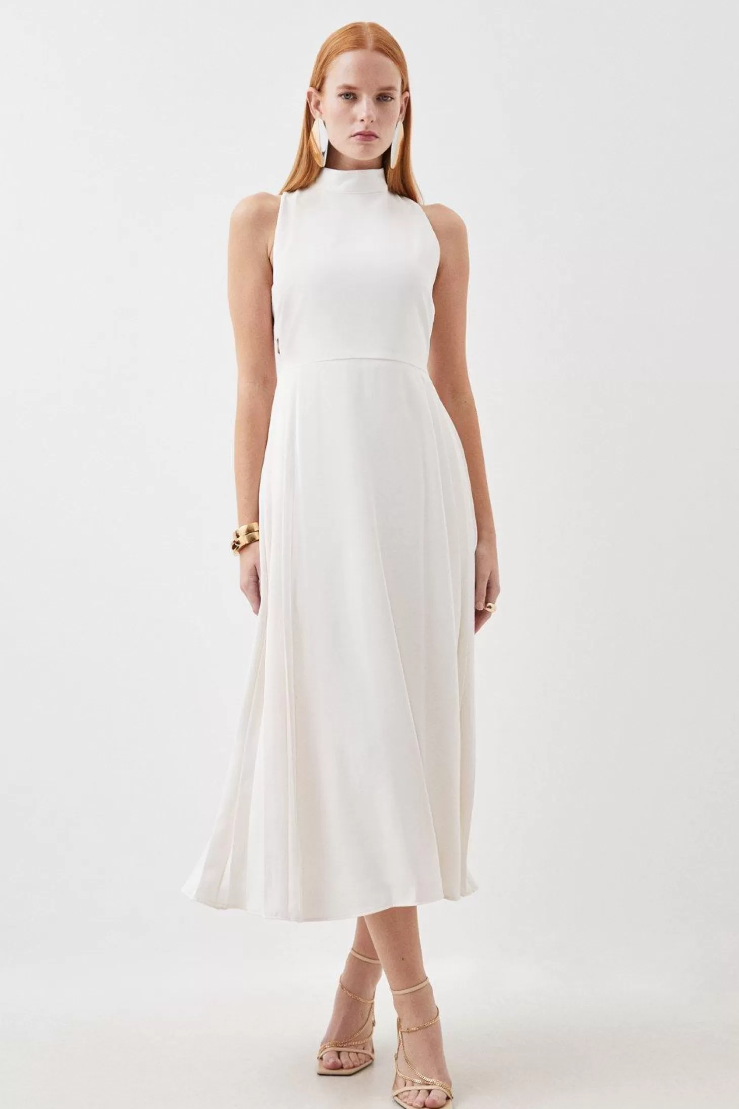 Karen Millen Soft Tailored Pleated Panel Midaxi Dress