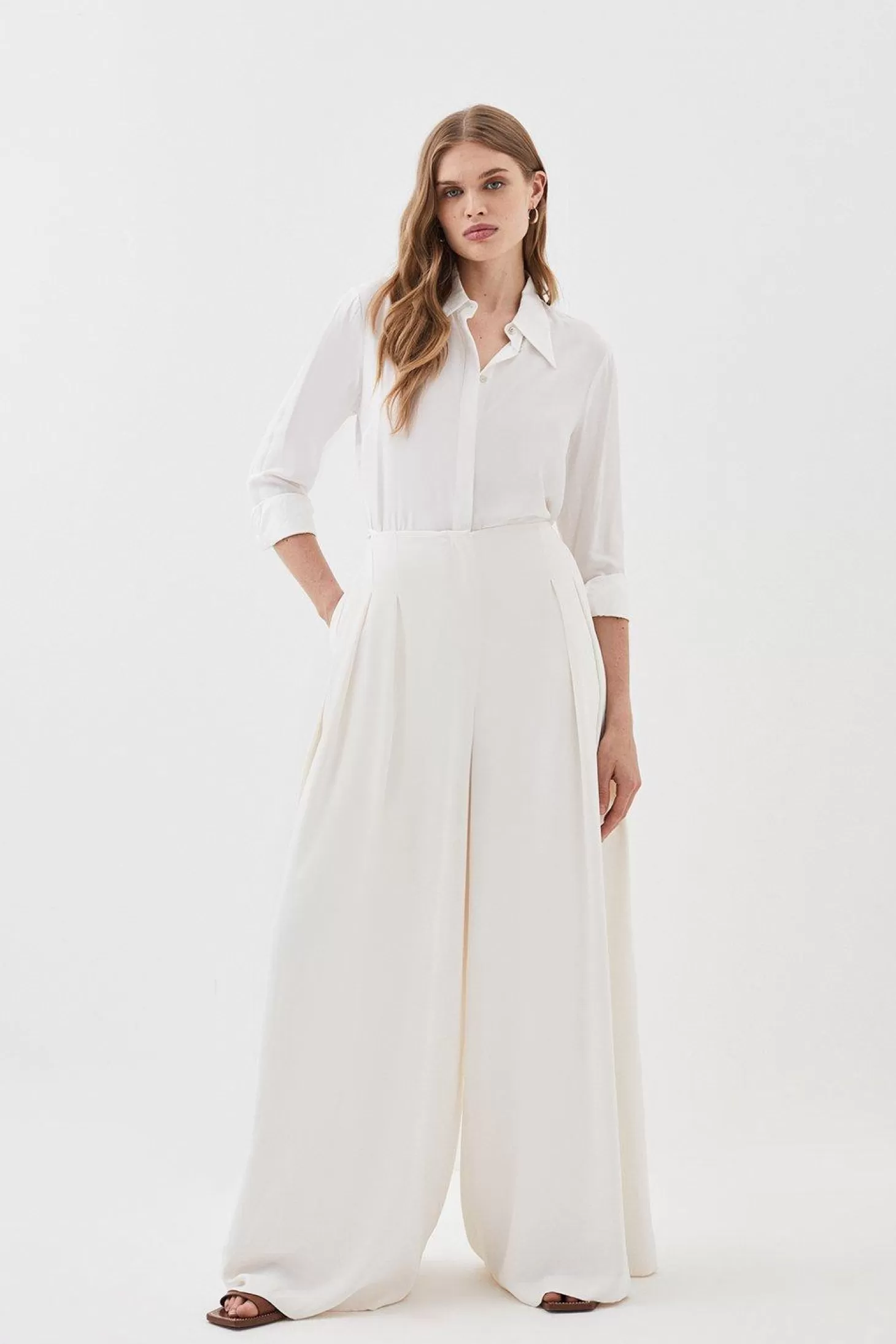 Karen Millen Soft Tailored Pleated Wide Leg Pants