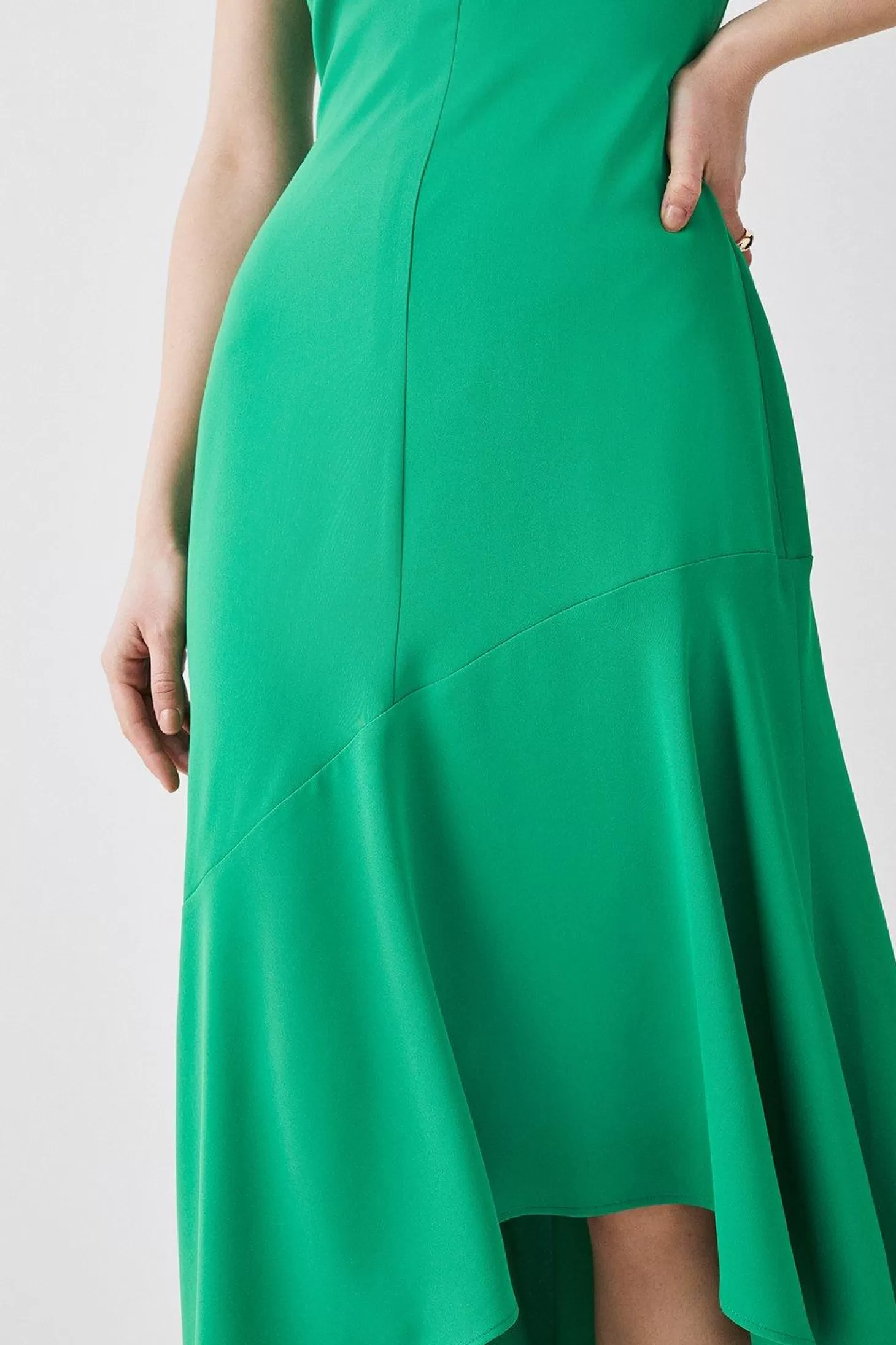 Karen Millen Soft Tailored Sleeveless Full Skirt High Low Midi Dress