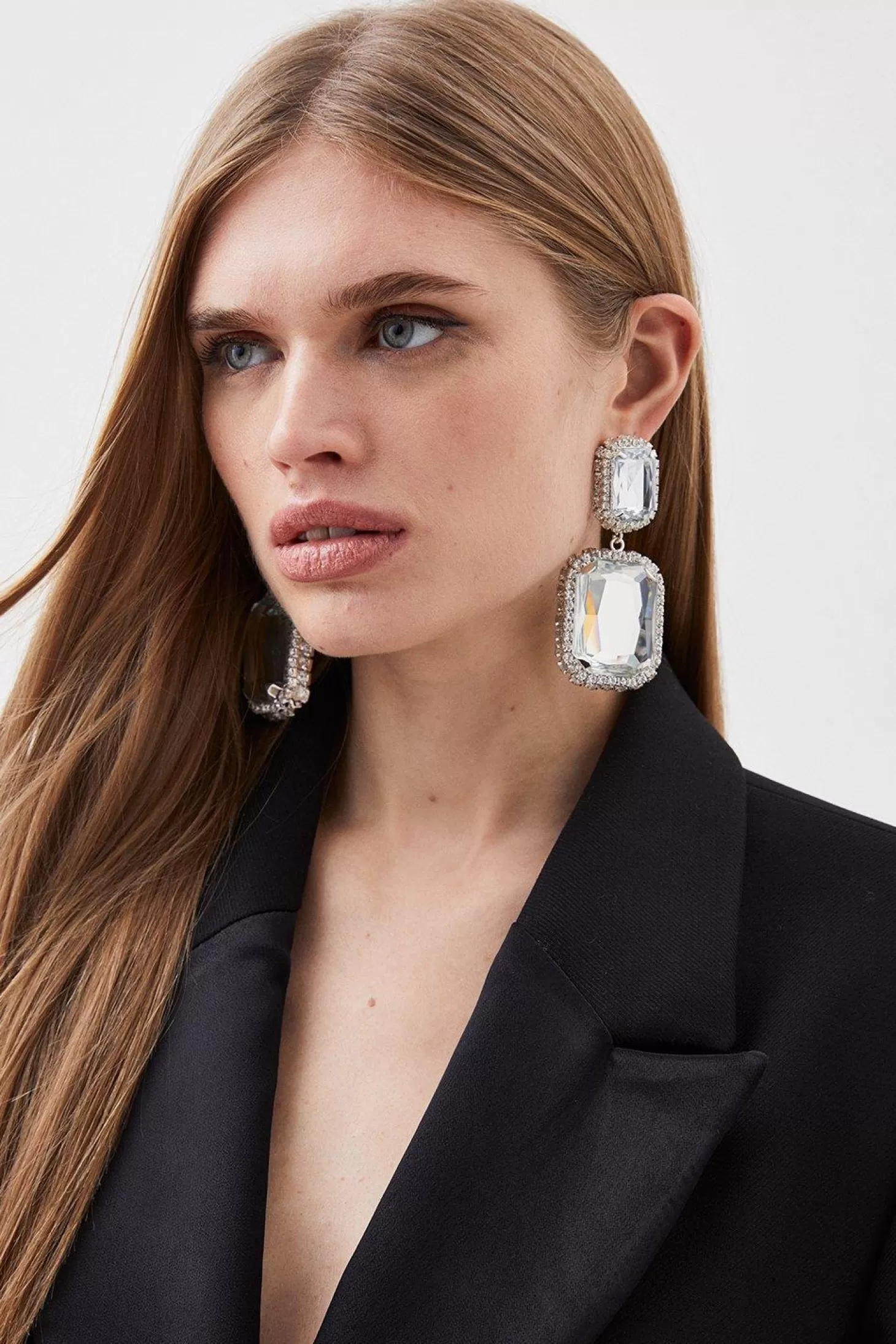 Karen Millen Statement Diamante Framed Drop Earrings