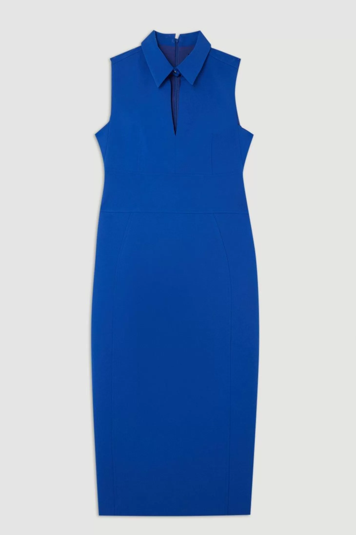 Karen Millen Stretch Crepe Cut Out Detail Collared Tailored Midi Dress