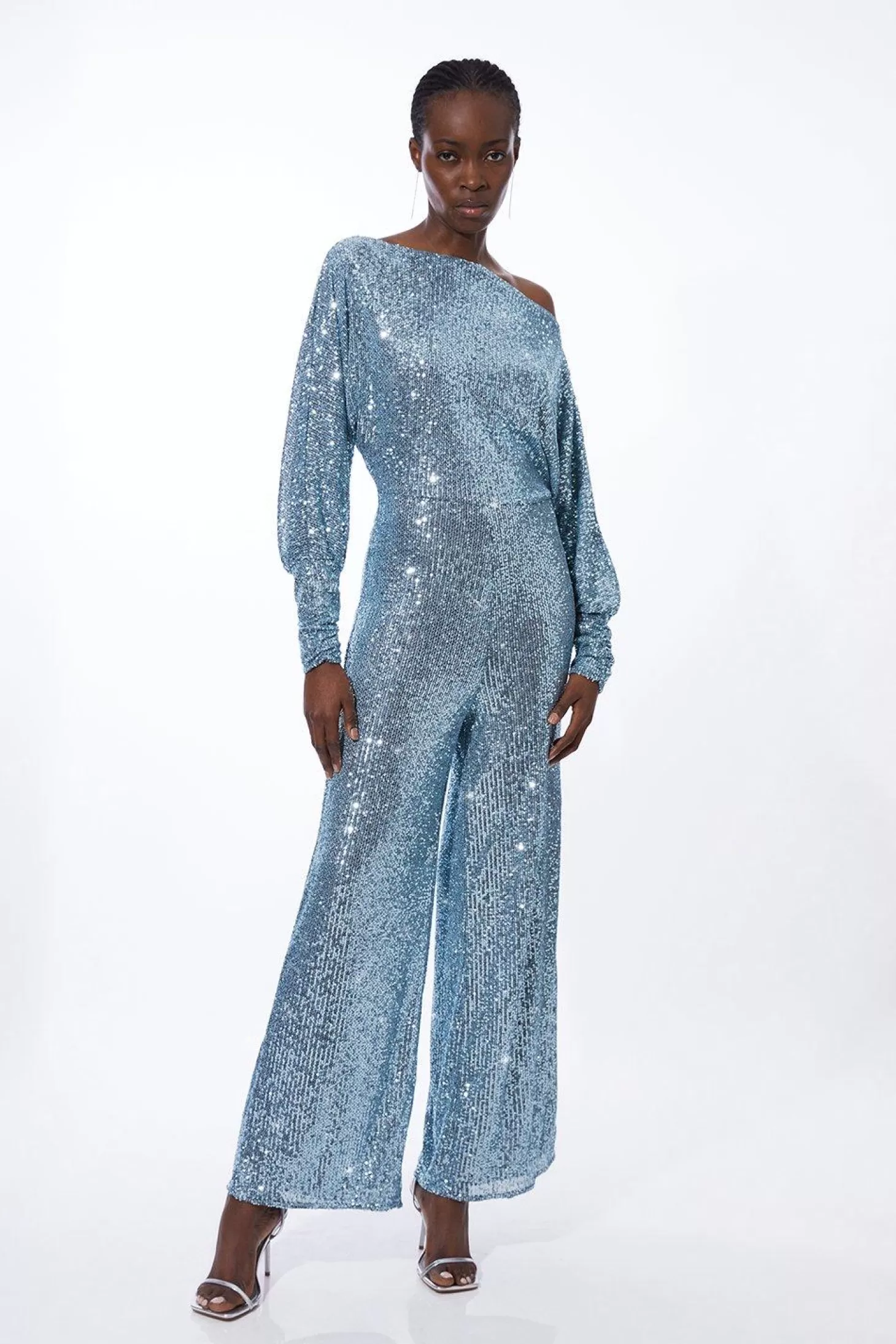 Karen Millen Stretch Jersey Sequin Wide Leg Jumpsuit