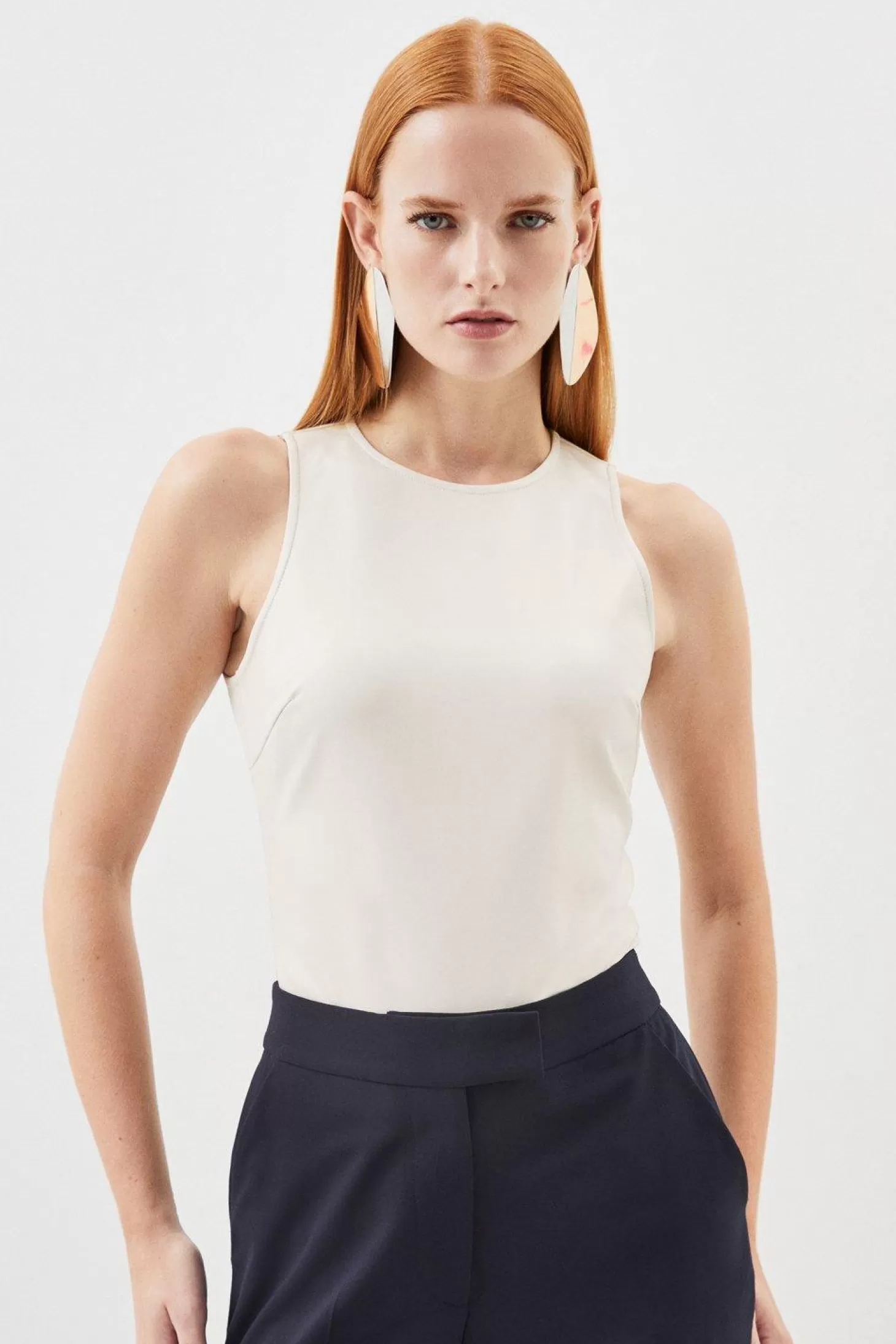 Karen Millen Stretch Lightweight Pu Jersey Bodysuit