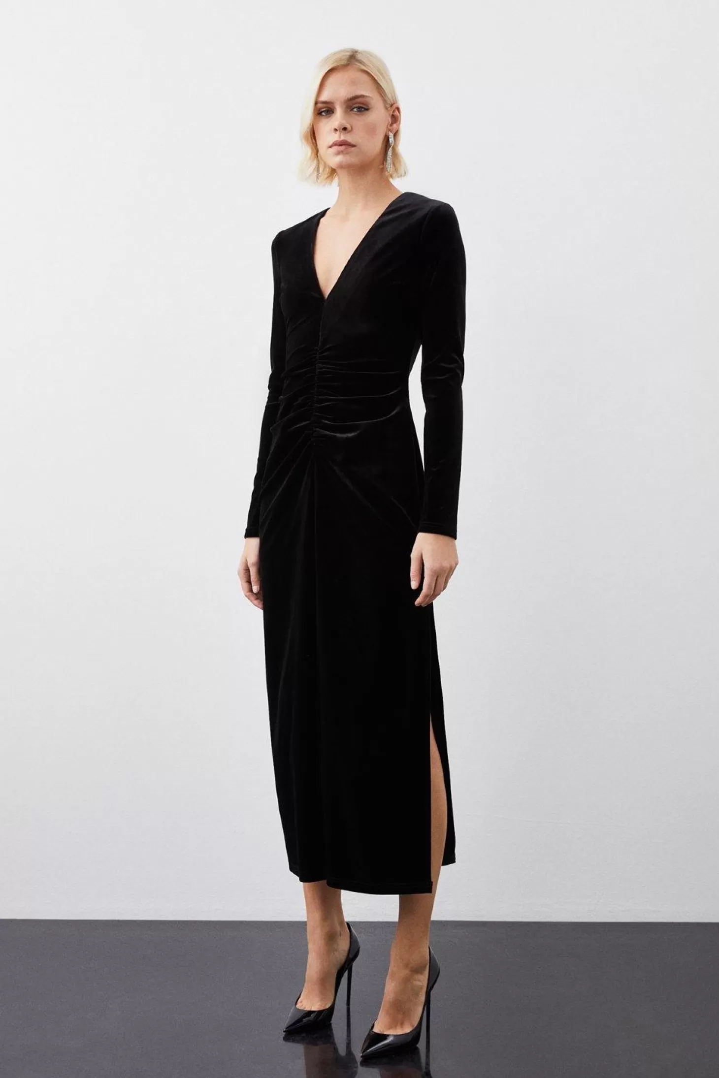 Karen Millen Stretch Velvet Jersey Maxi Dress