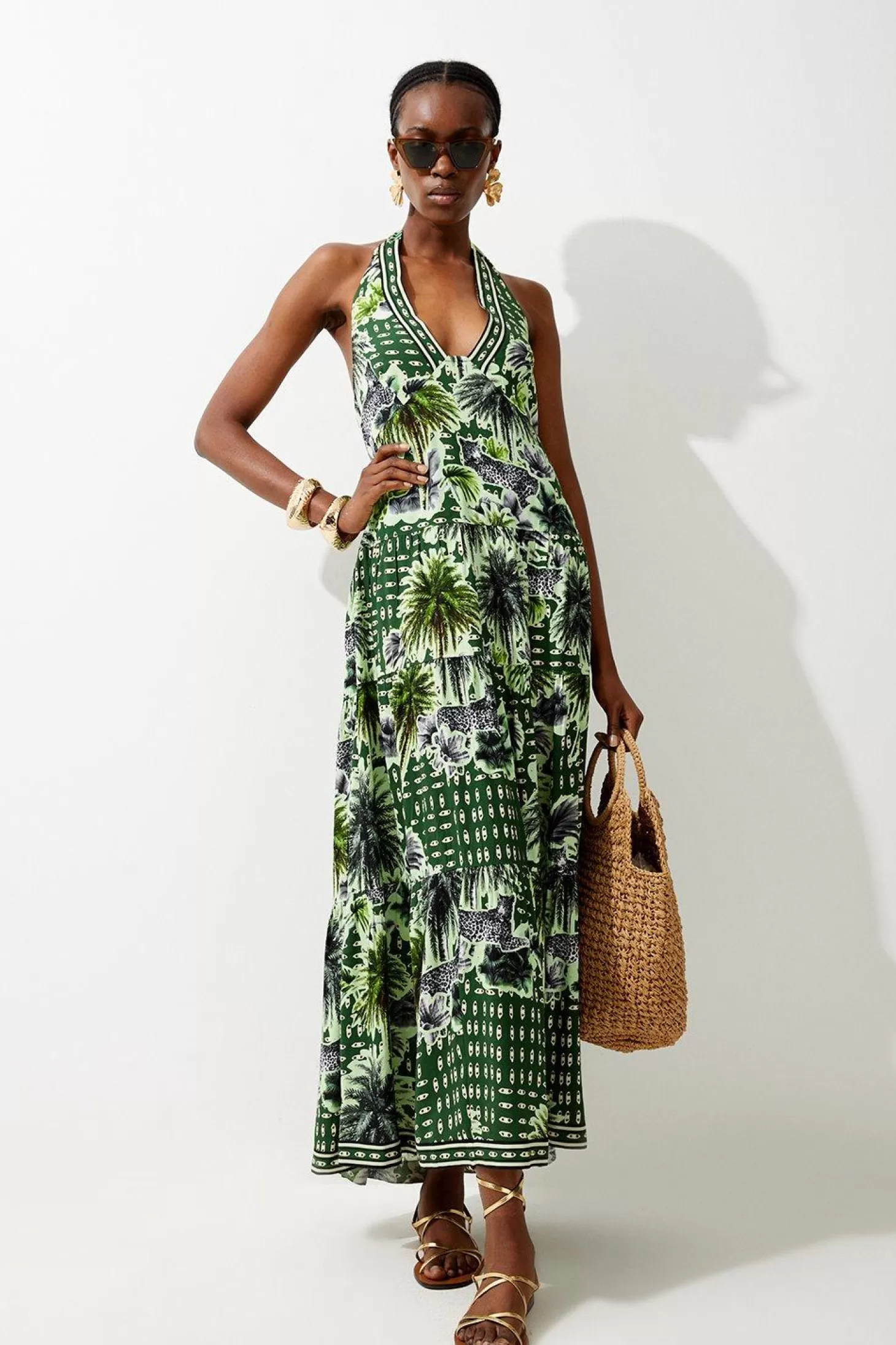 Karen Millen Summer Palm Tiered Maxi Dress