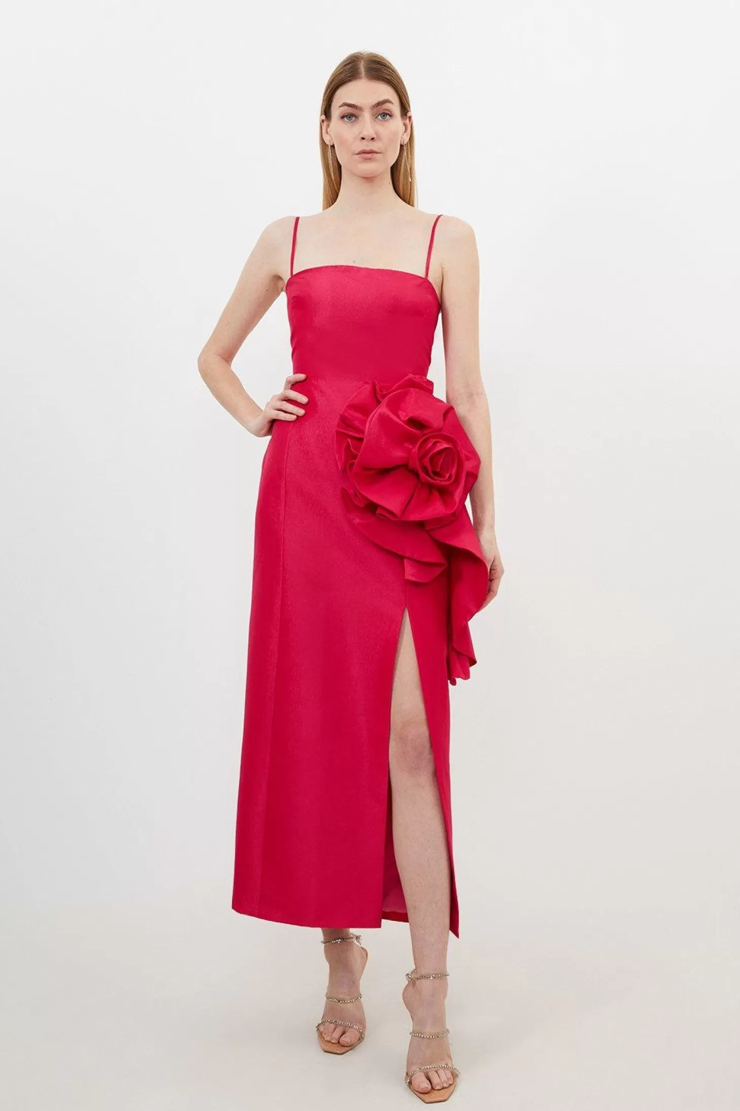 Karen Millen Taffeta Rosette Midi Dress