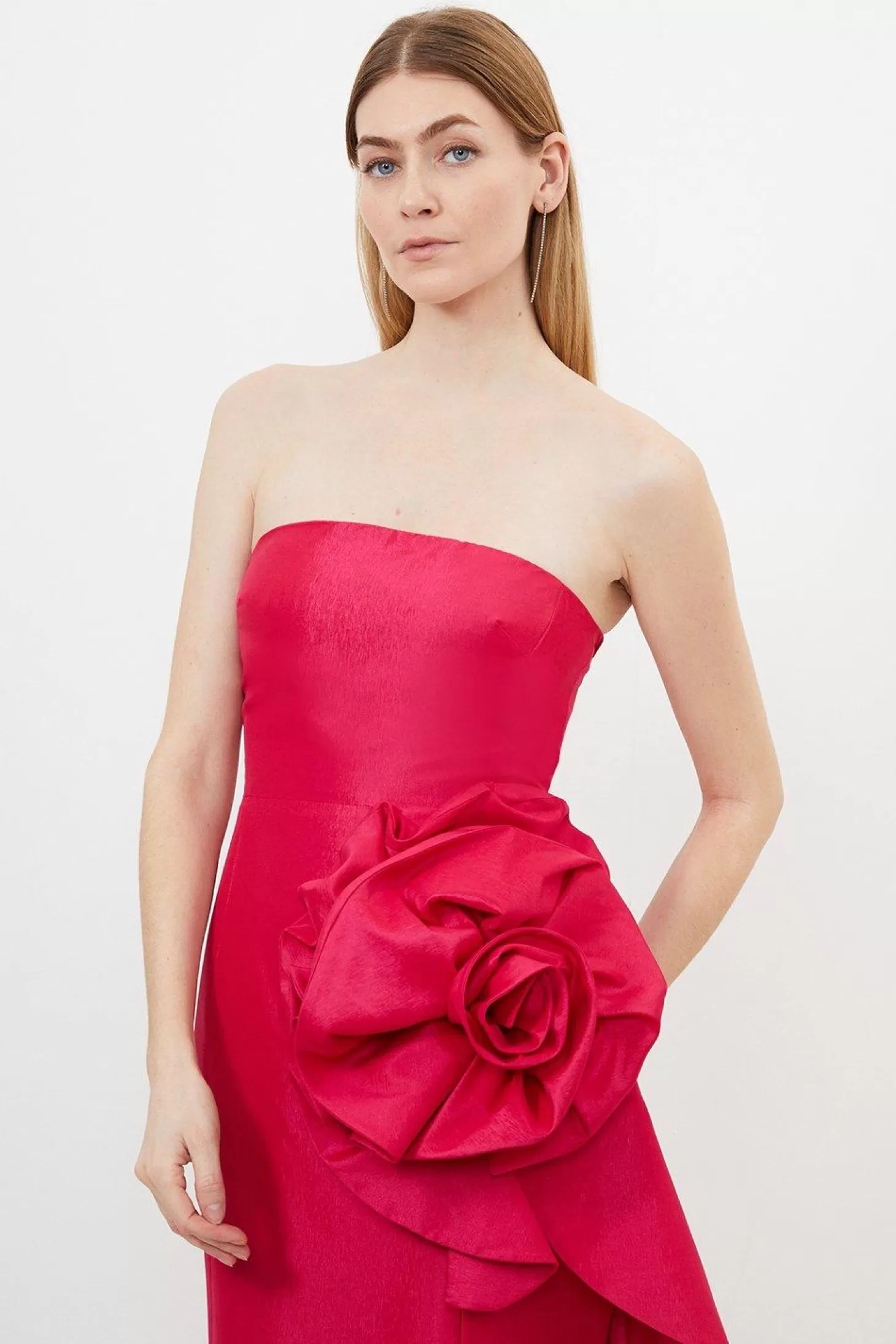 Karen Millen Taffeta Rosette Midi Dress