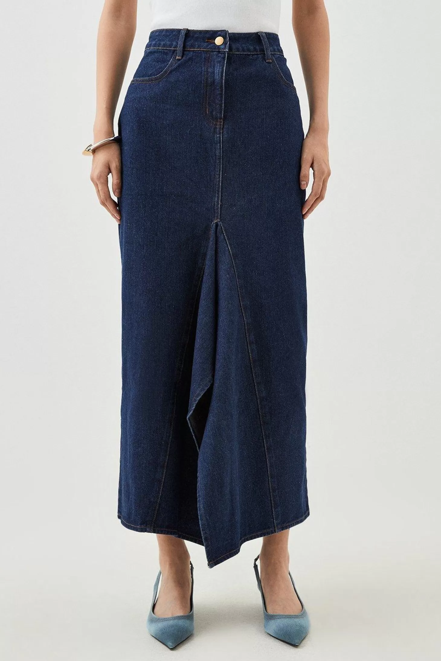 Karen Millen Tailored Asymmetric Maxi Denim Skirt