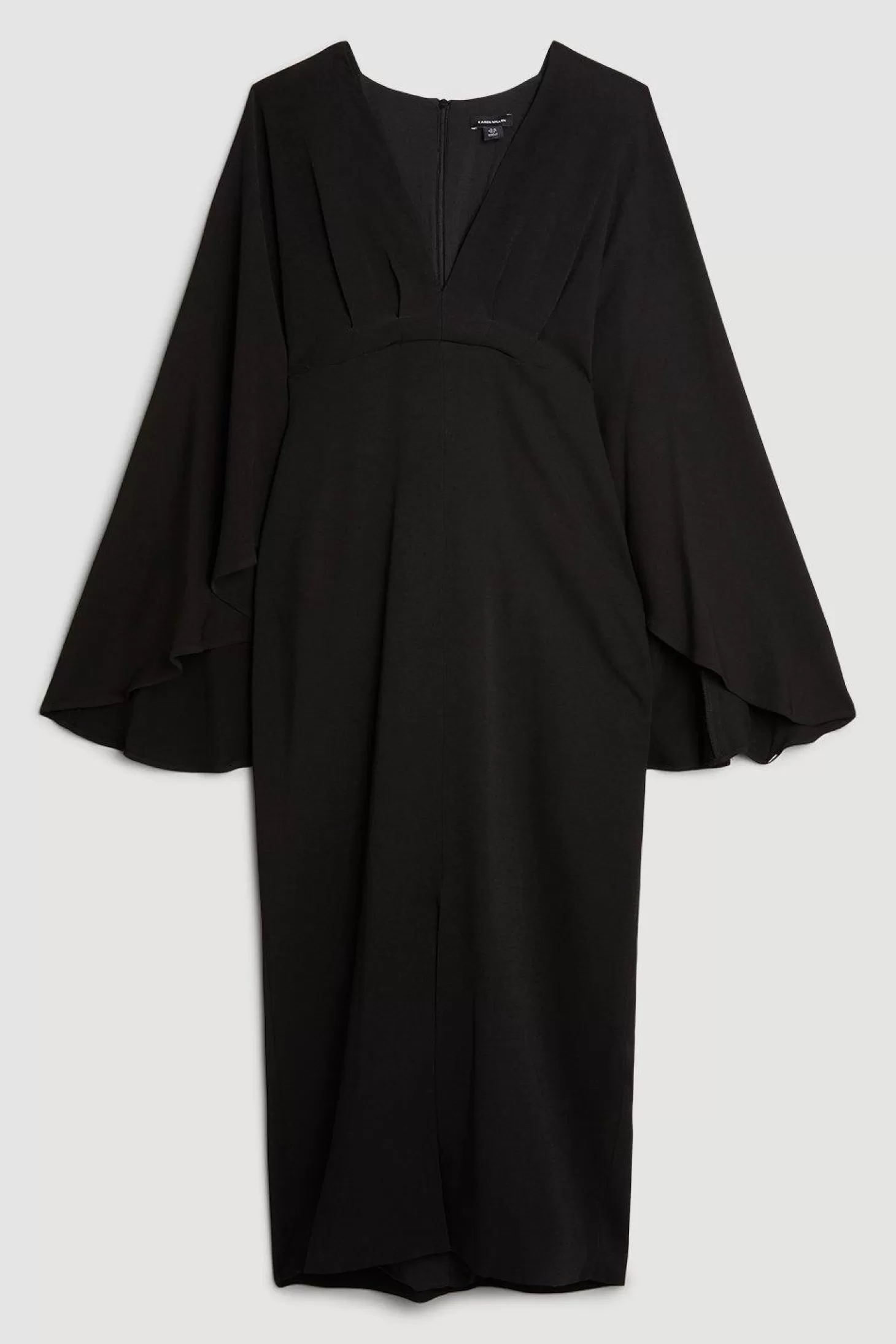 Karen Millen Tailored Compact Viscose Kimono Sleeve Plunge Neck Midi Dress