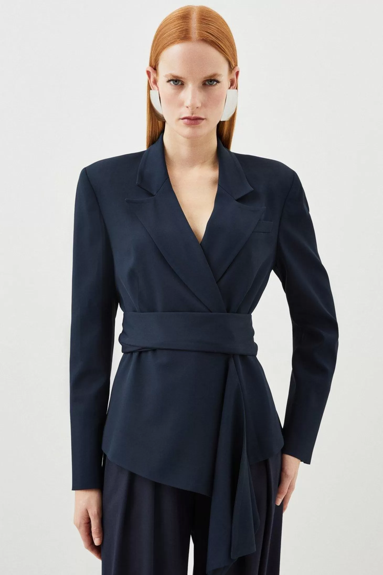 Karen Millen Tailored Crepe Drape Detail Blazer