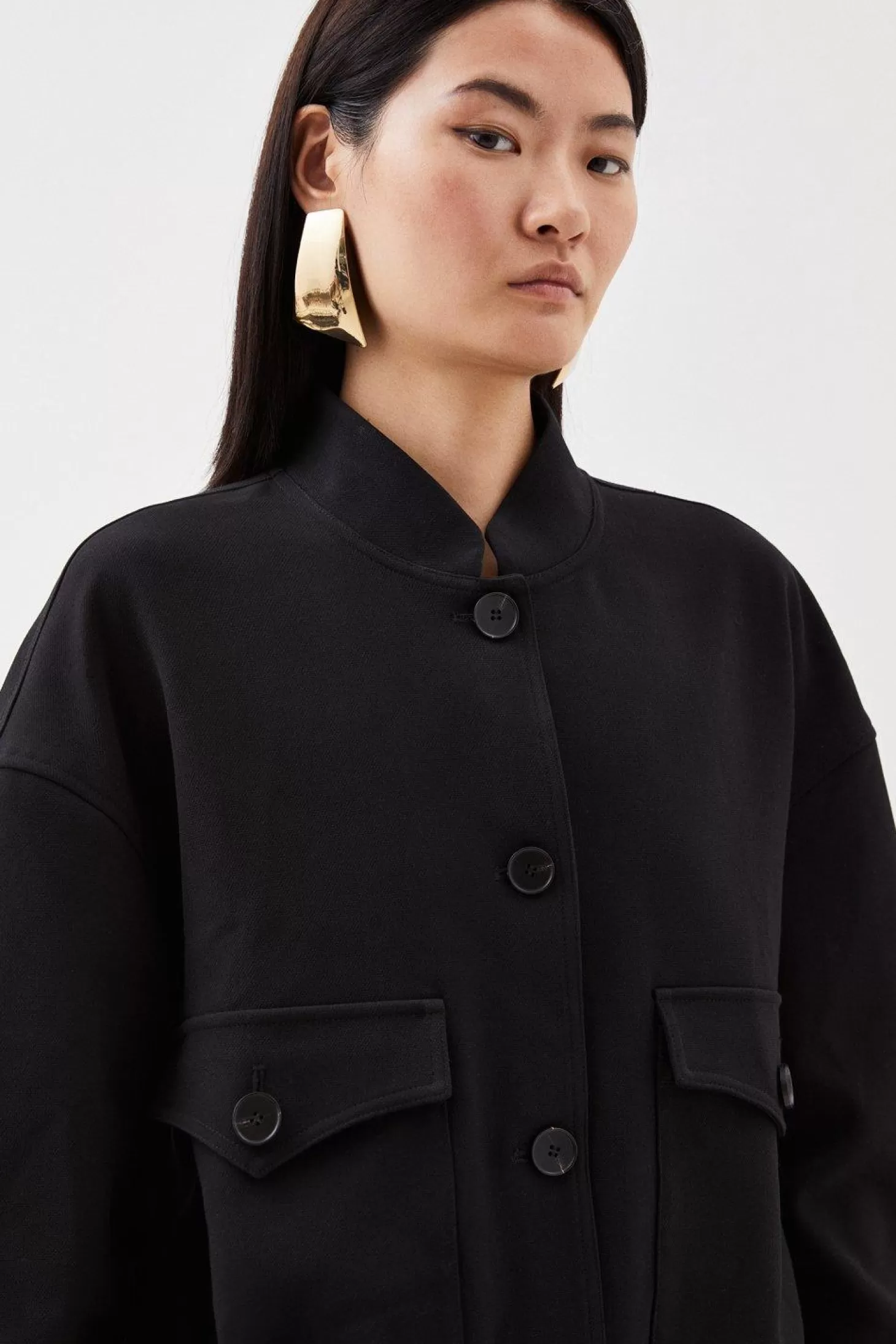 Karen Millen Tailored Cropped Pocket Detail Bomber Jacket