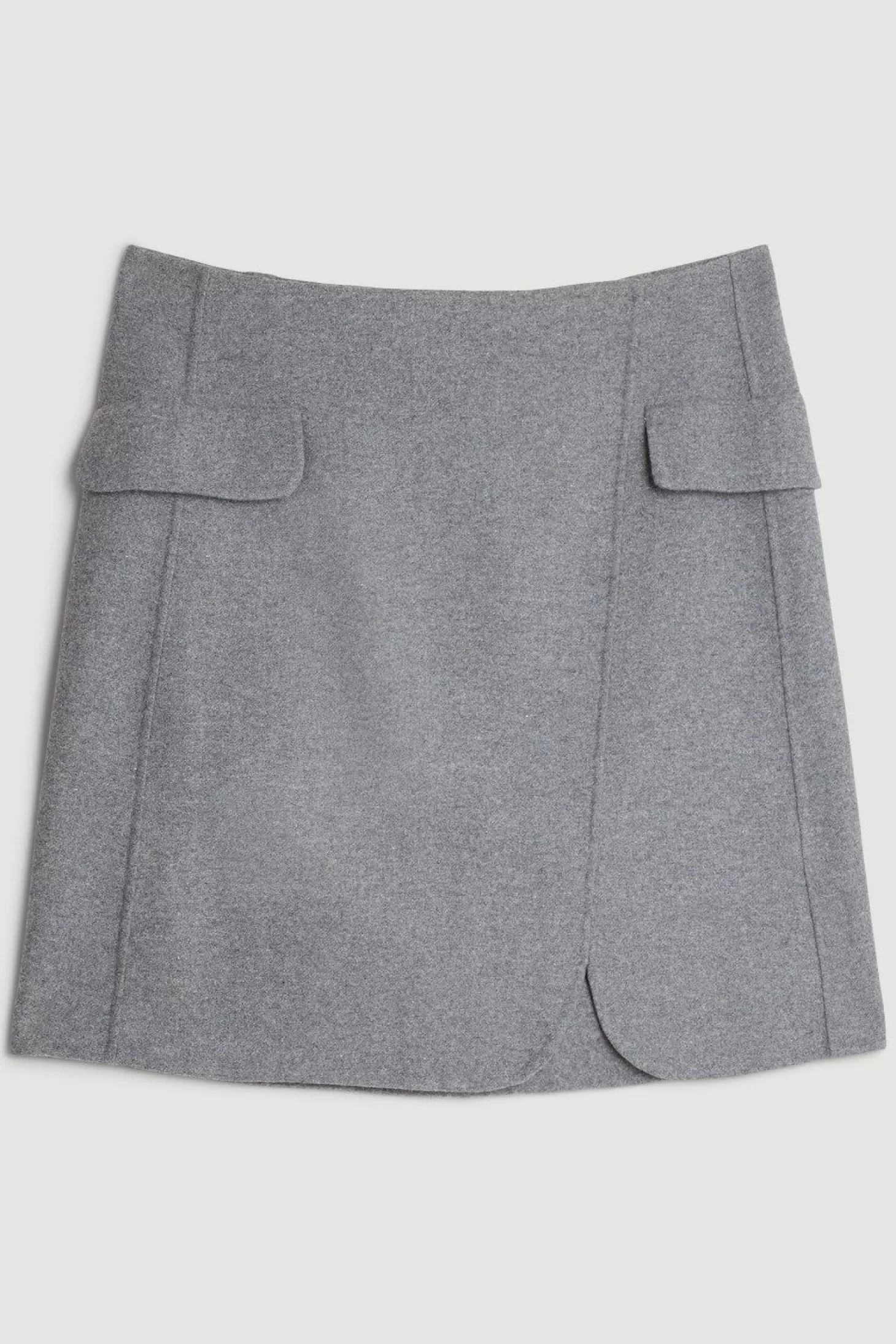 Karen Millen Tailored Double Faced Wool Blend Pocket Detail Mini Wrap Skirt