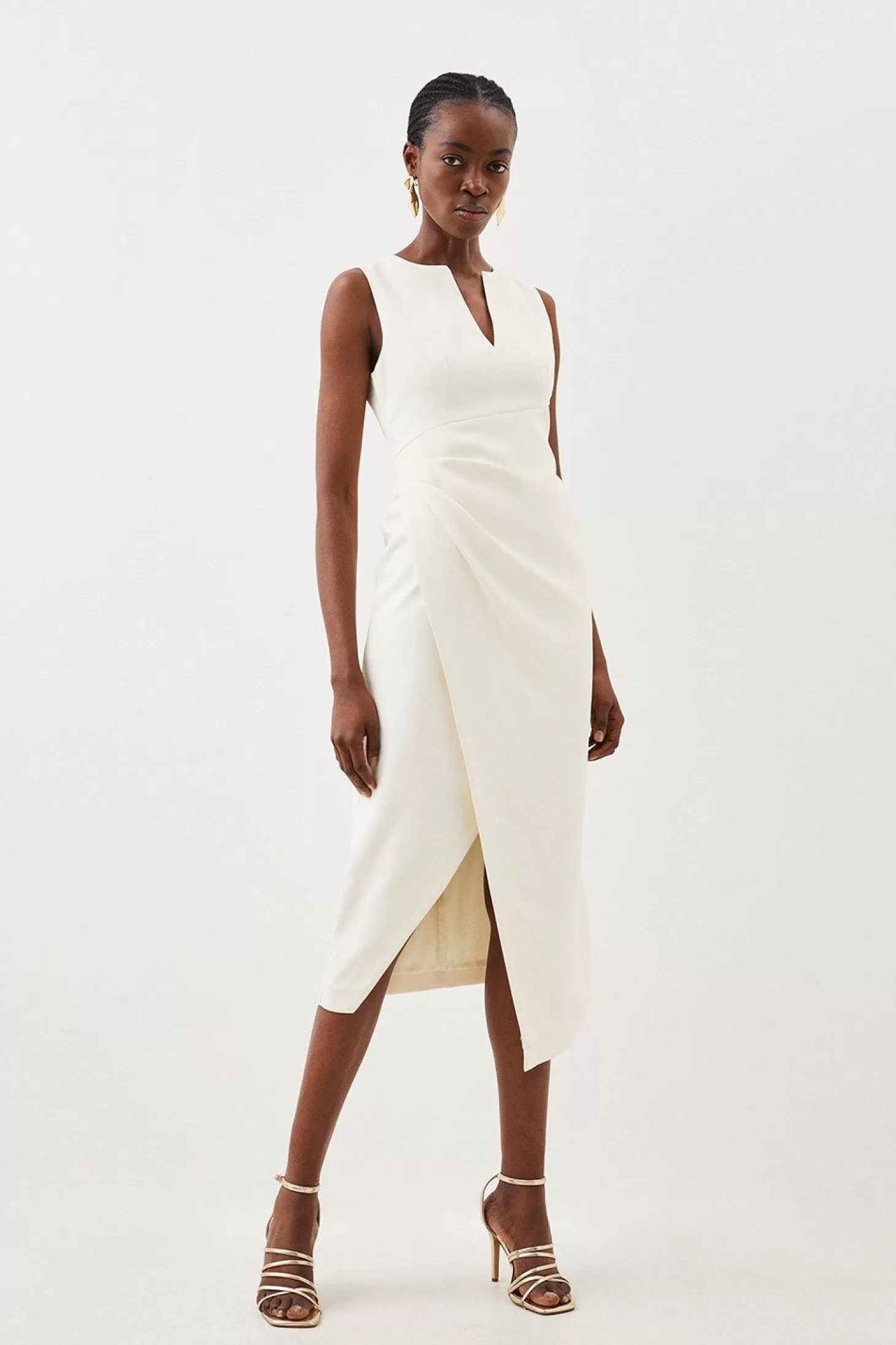 Karen Millen Tailored Drape Detail Midi Dress