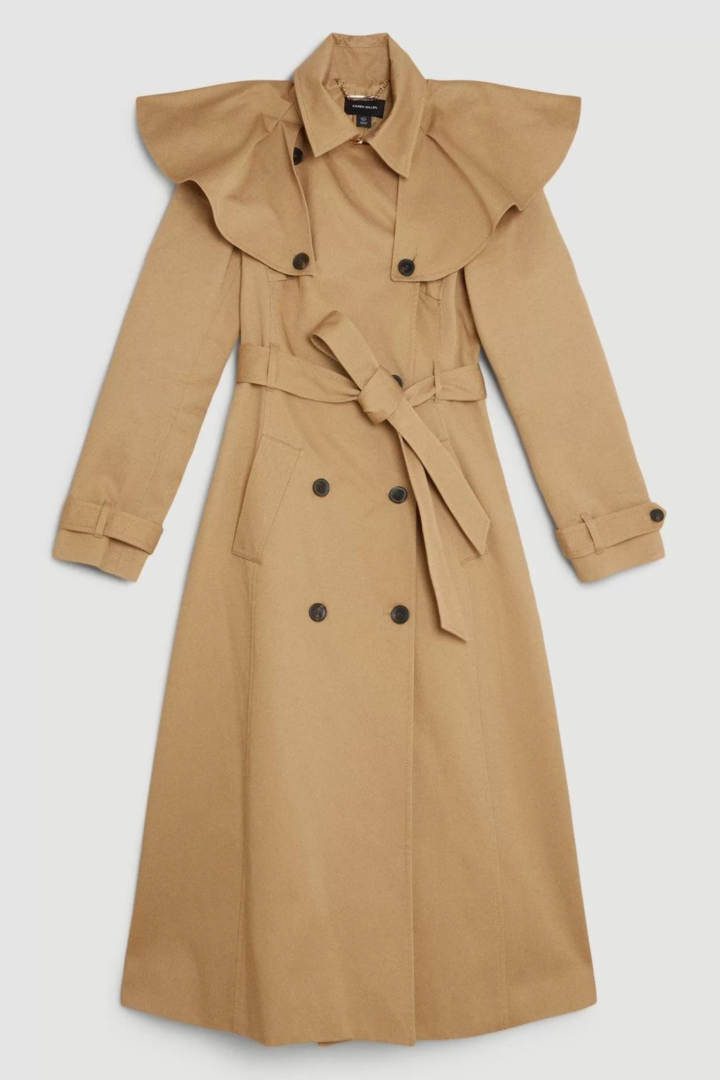 Karen Millen Tailored Draped Storm Flap Detail Belted Trench Coat