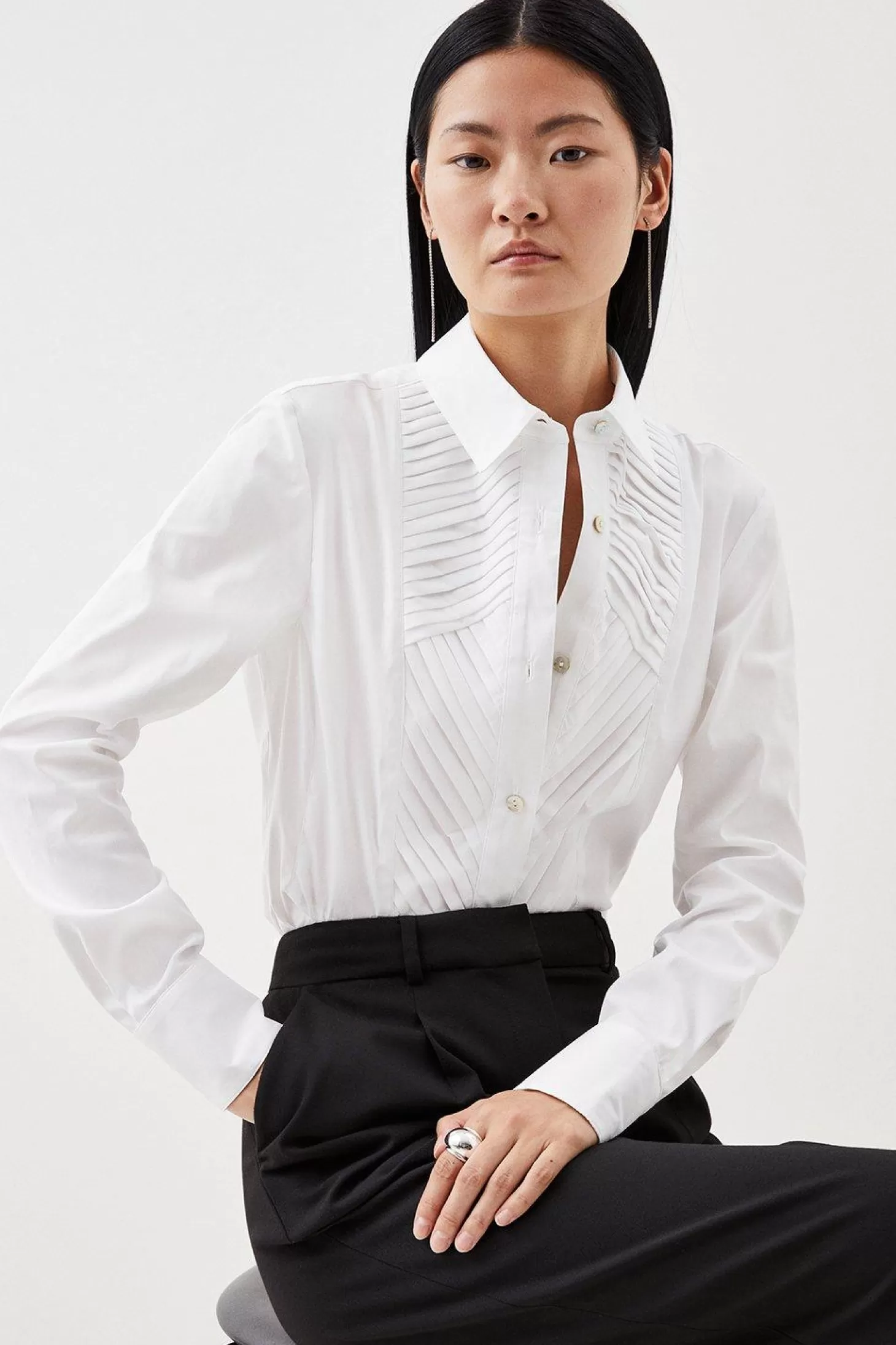 Karen Millen Tailored Frill Detailed Bib Shirt