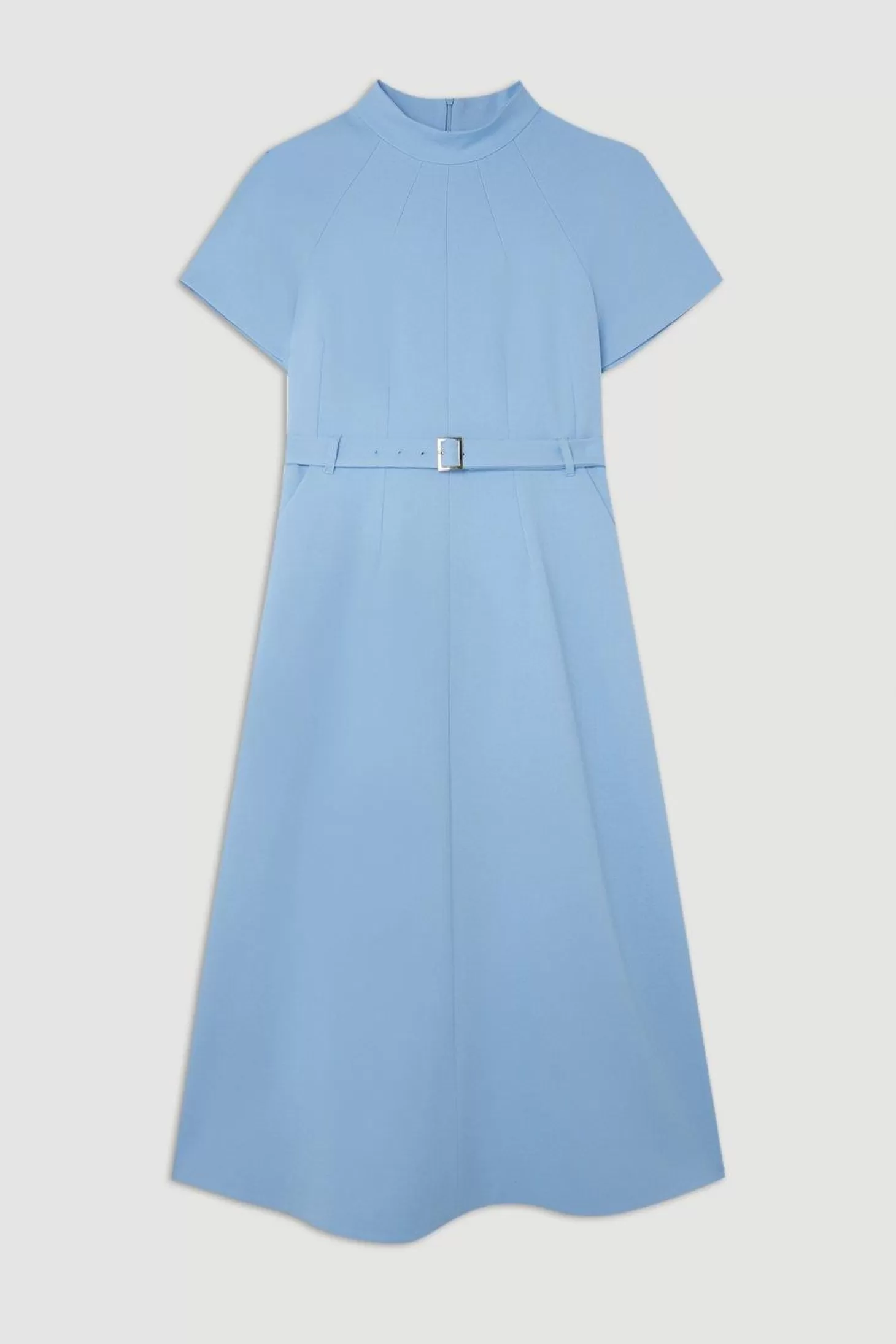 Karen Millen Tailored Grown On Neck Belted Full Skirt Midi Dress