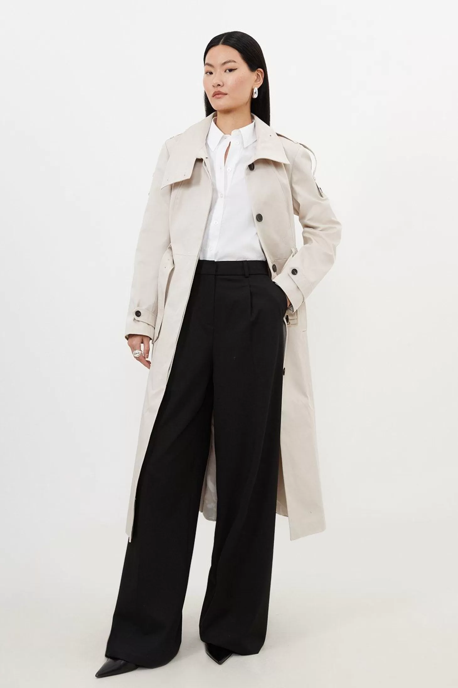 Karen Millen Tailored High Neck Belted Trench Coat