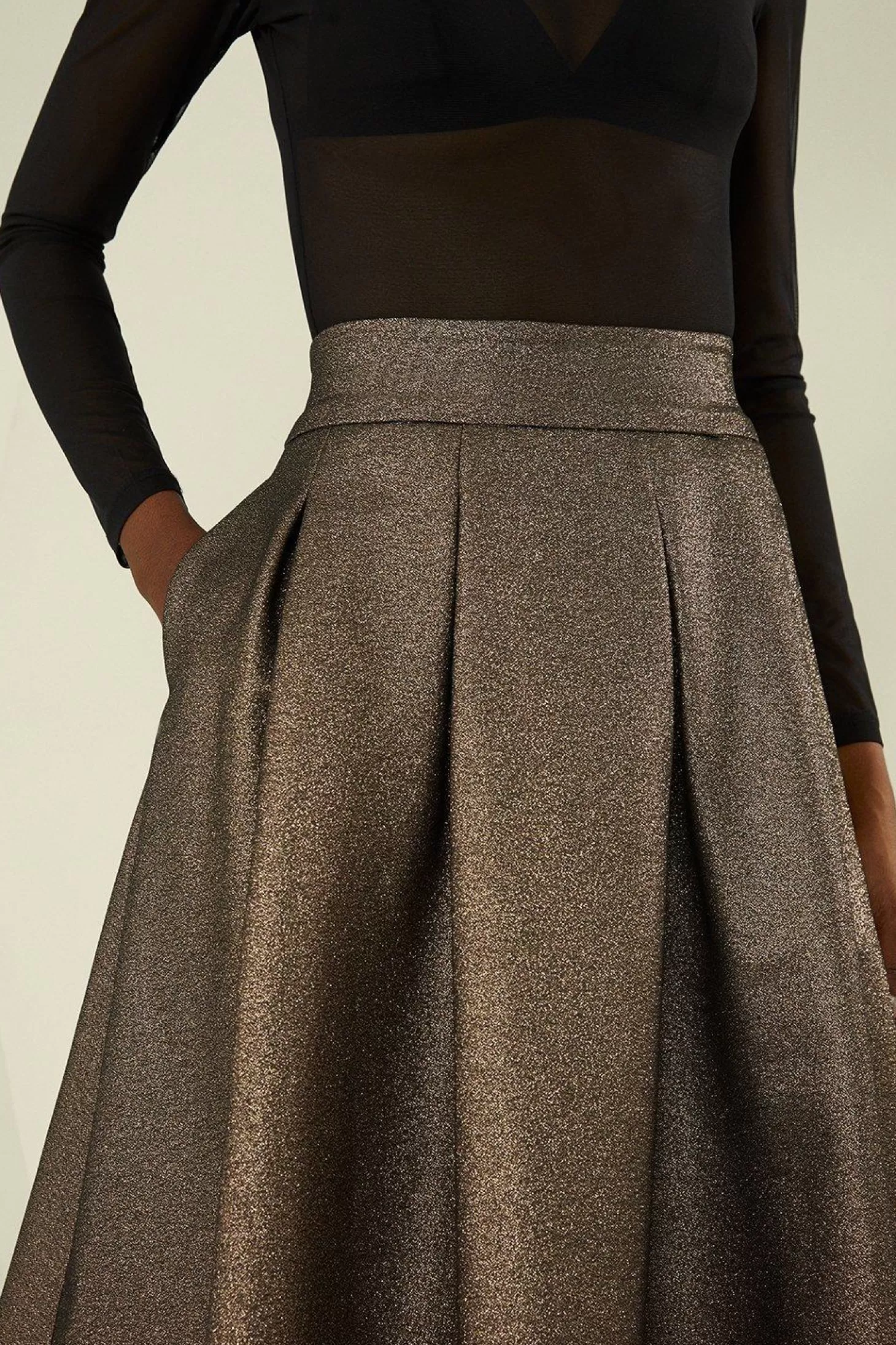 Karen Millen Tailored Metallic Full Midi Skirt