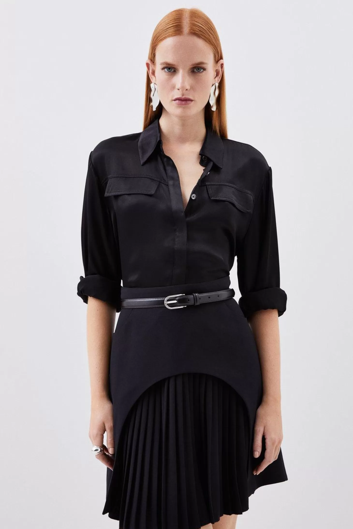 Karen Millen Tailored Military Pleat Mini Skirt