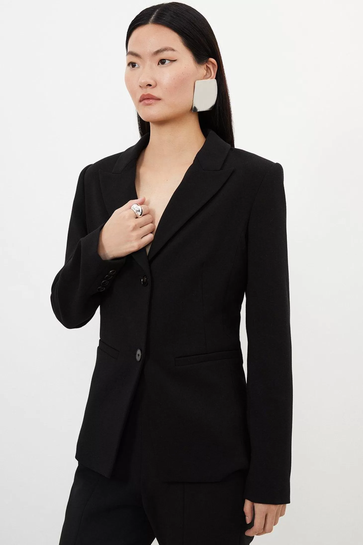 Karen Millen Tailored Open Back Detail Longline Blazer