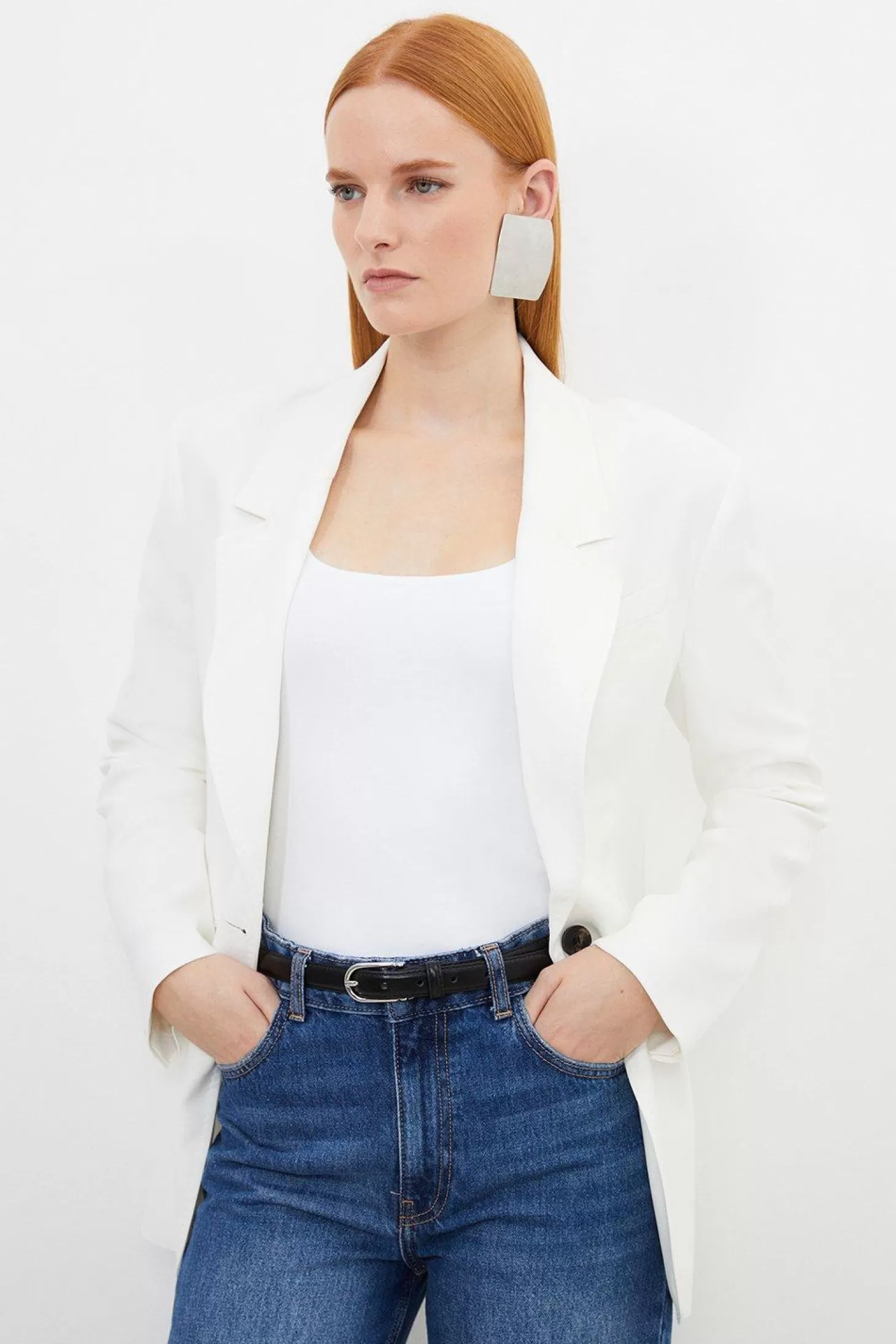 Karen Millen Tailored Polished Viscose Single Breasted Blazer