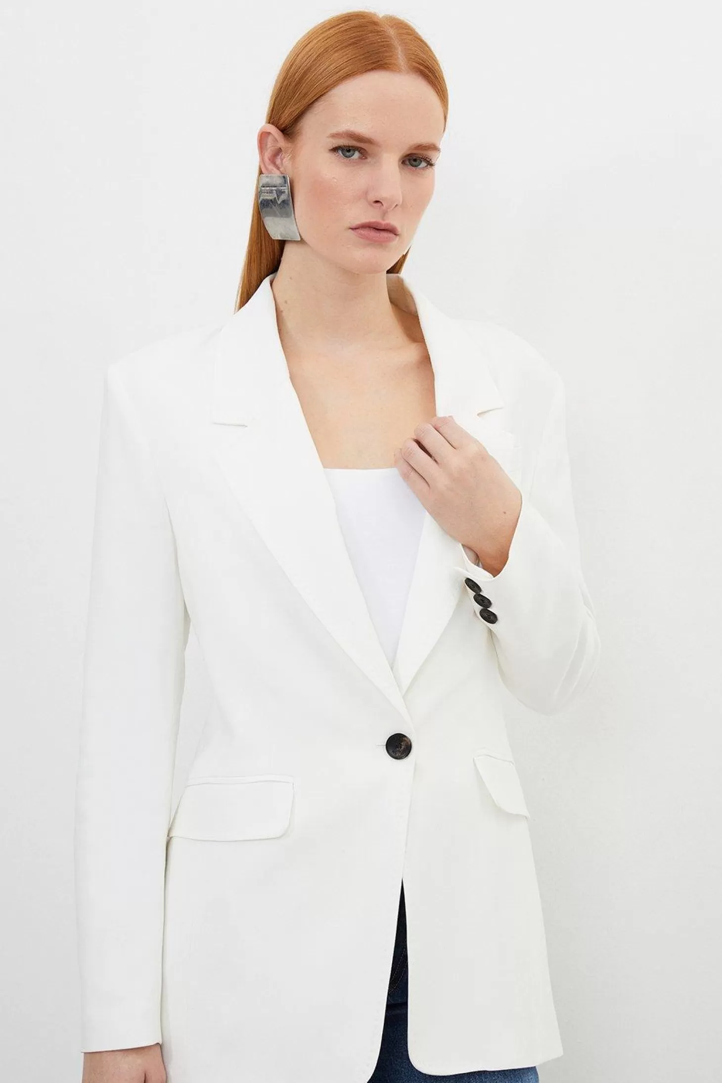 Karen Millen Tailored Polished Viscose Single Breasted Blazer