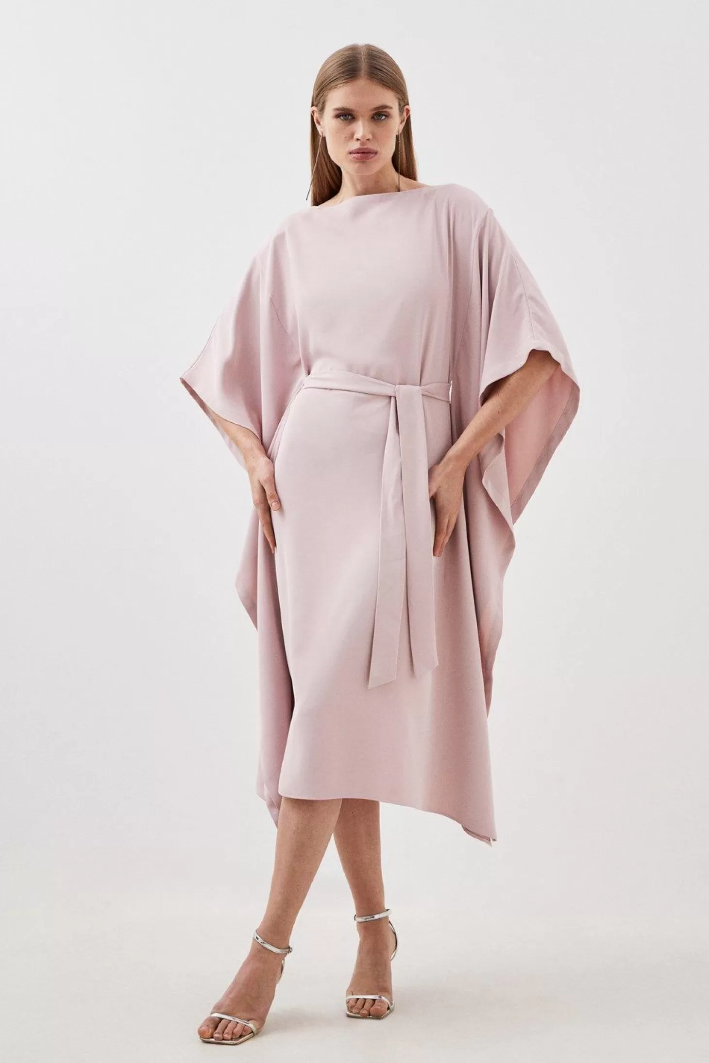 Karen Millen Tailored Premium Crepe Kaftan Style Belted Dress