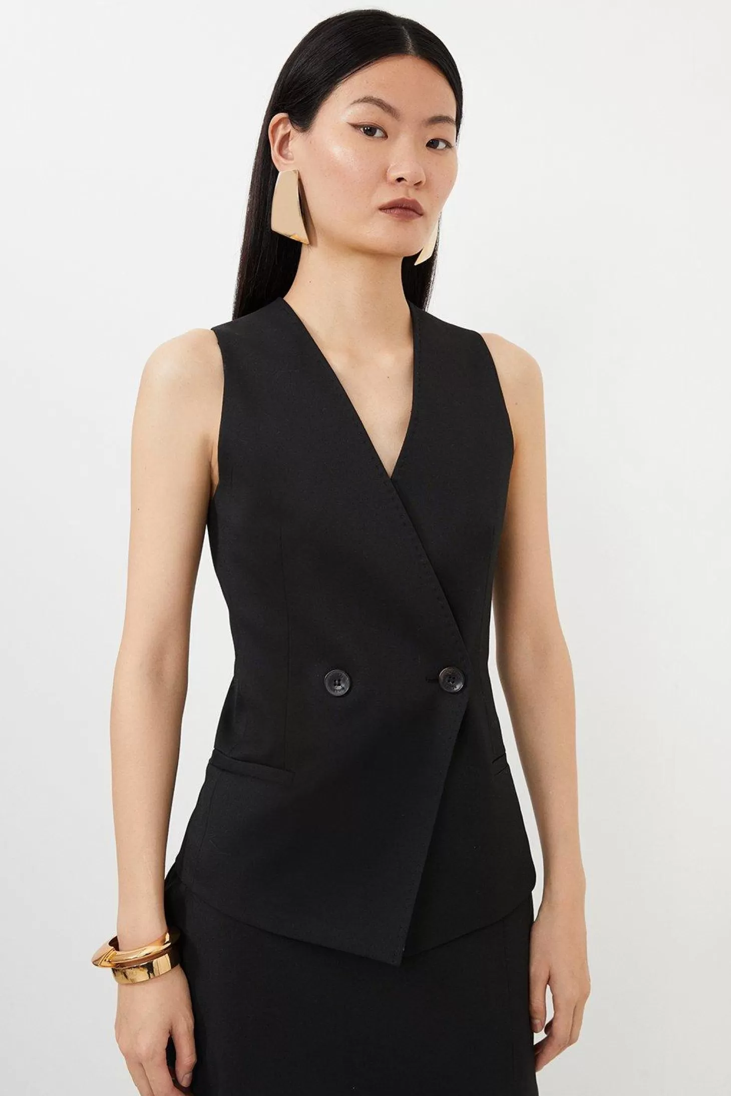 Karen Millen Tailored Premium Twill Double Breasted Vest