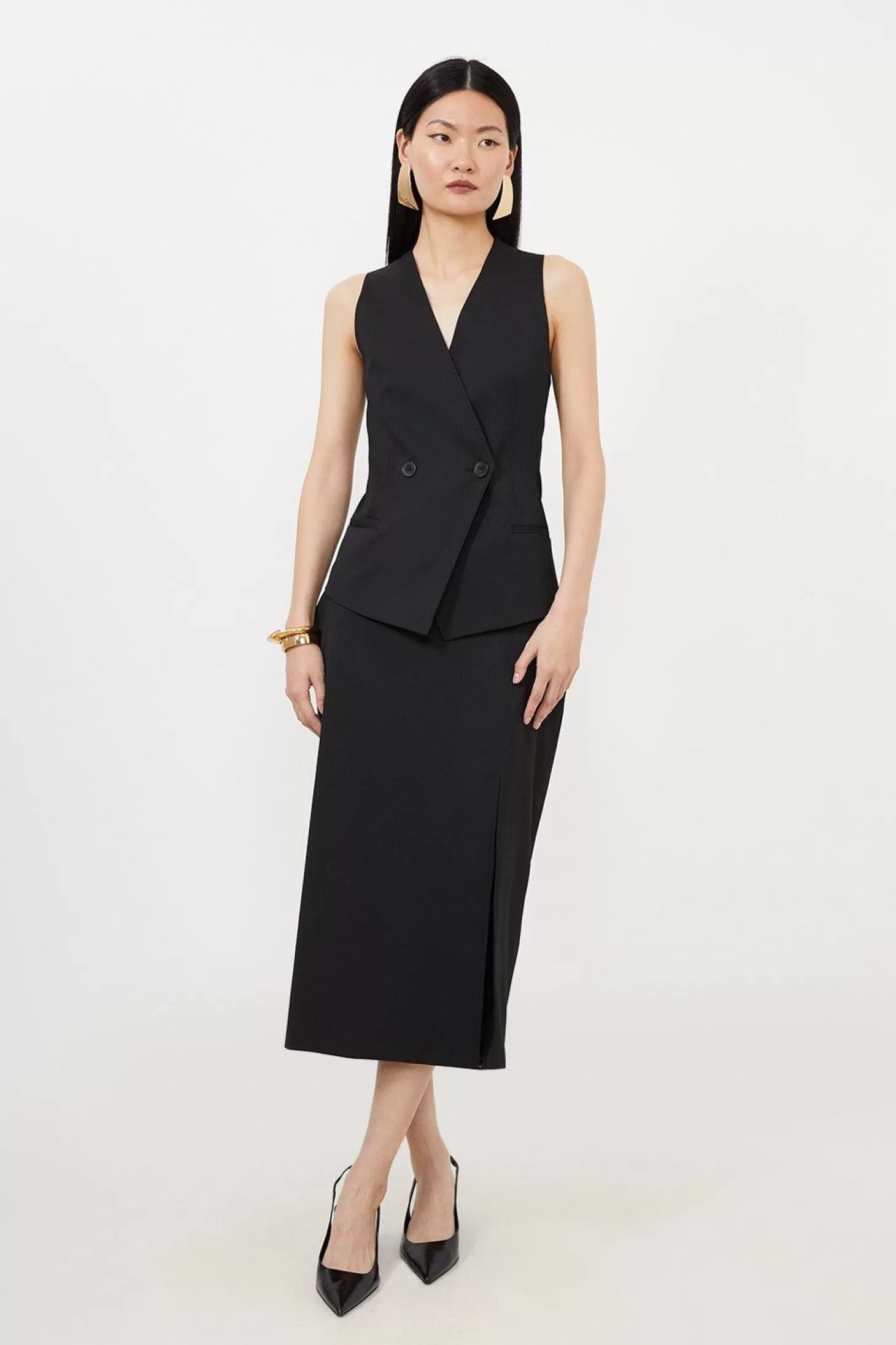 Karen Millen Tailored Premium Twill Double Breasted Vest