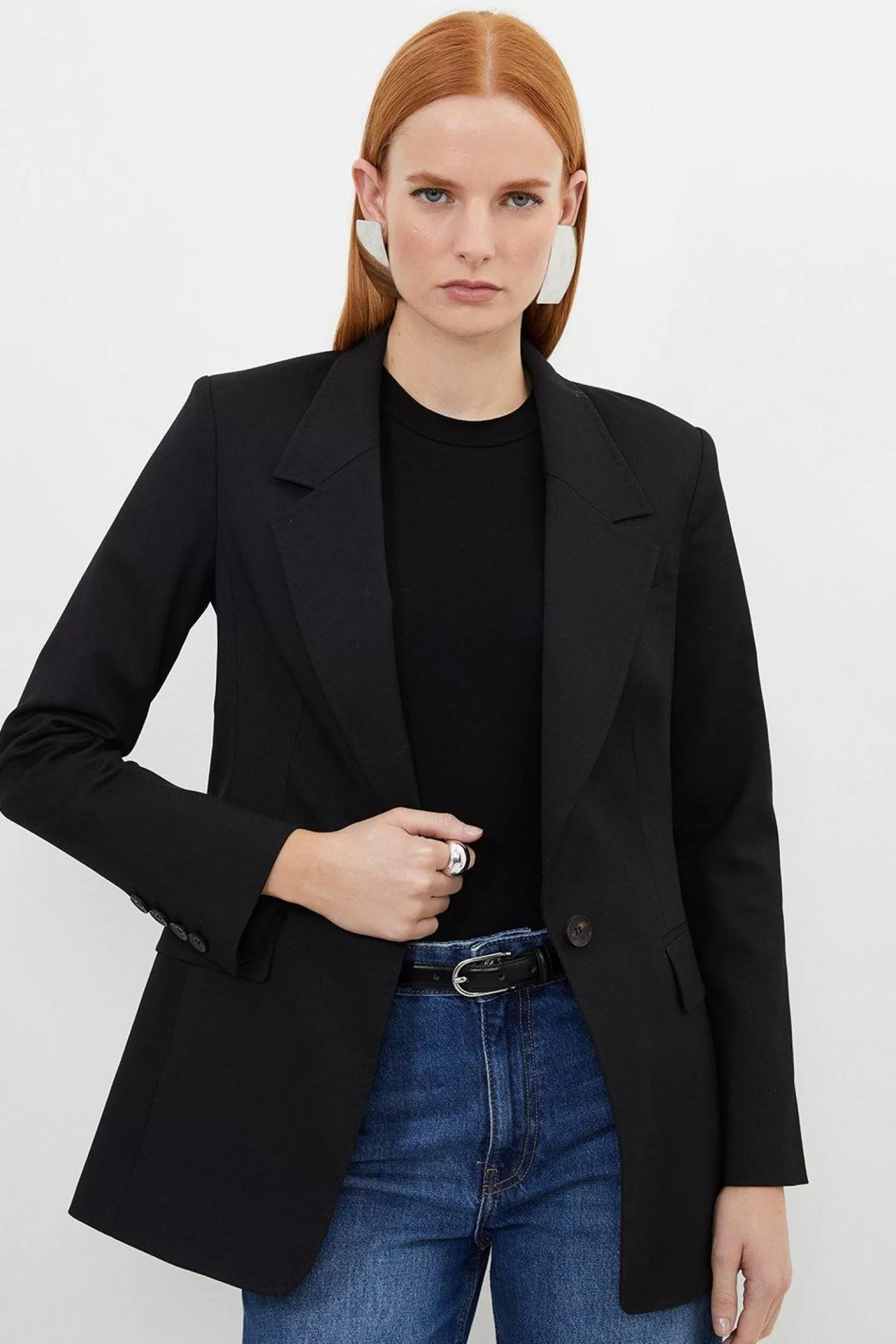 Karen Millen Tailored Premium Twill Single Breasted Blazer