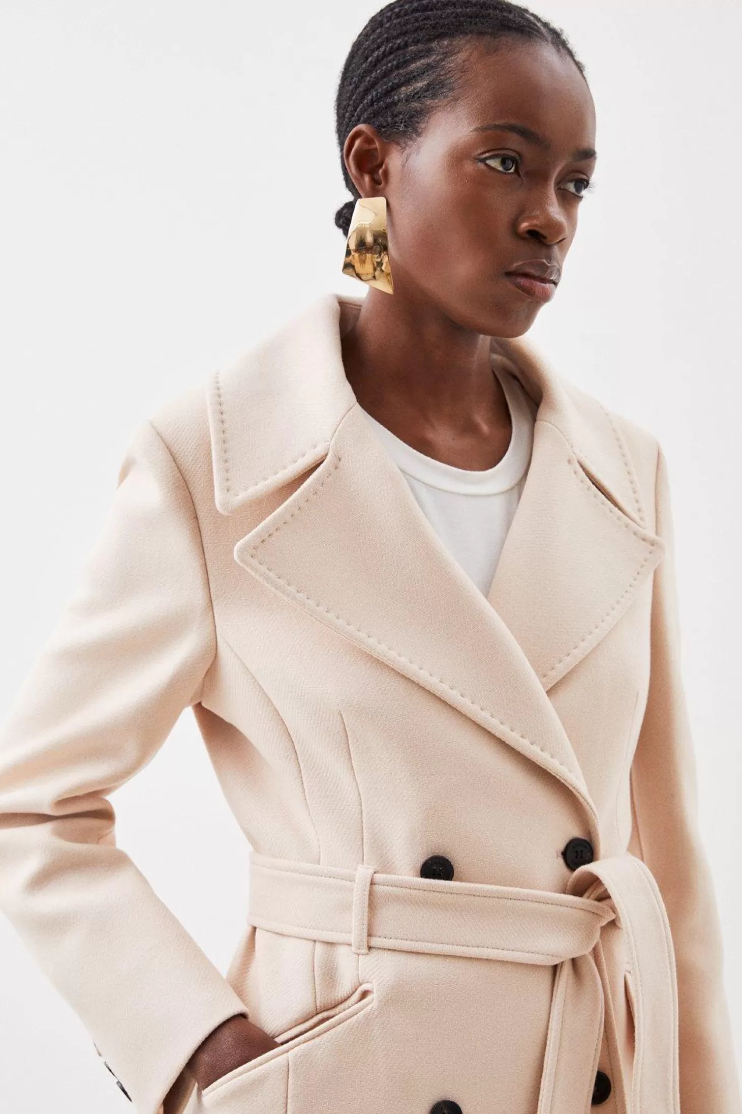 Karen Millen Tailored Self Belt Detail Midaxi Coat