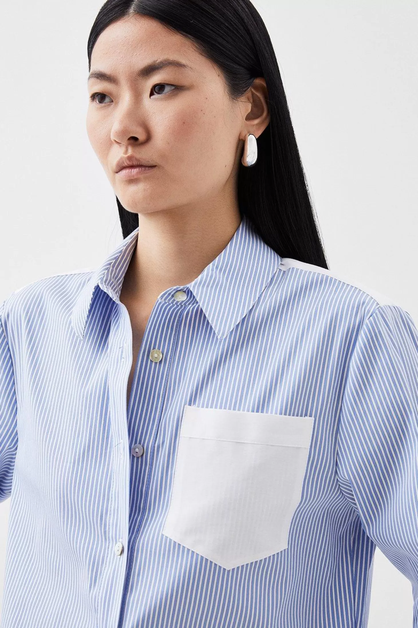 Karen Millen Tailored Stripe Panelled Pocket Detail Shirt