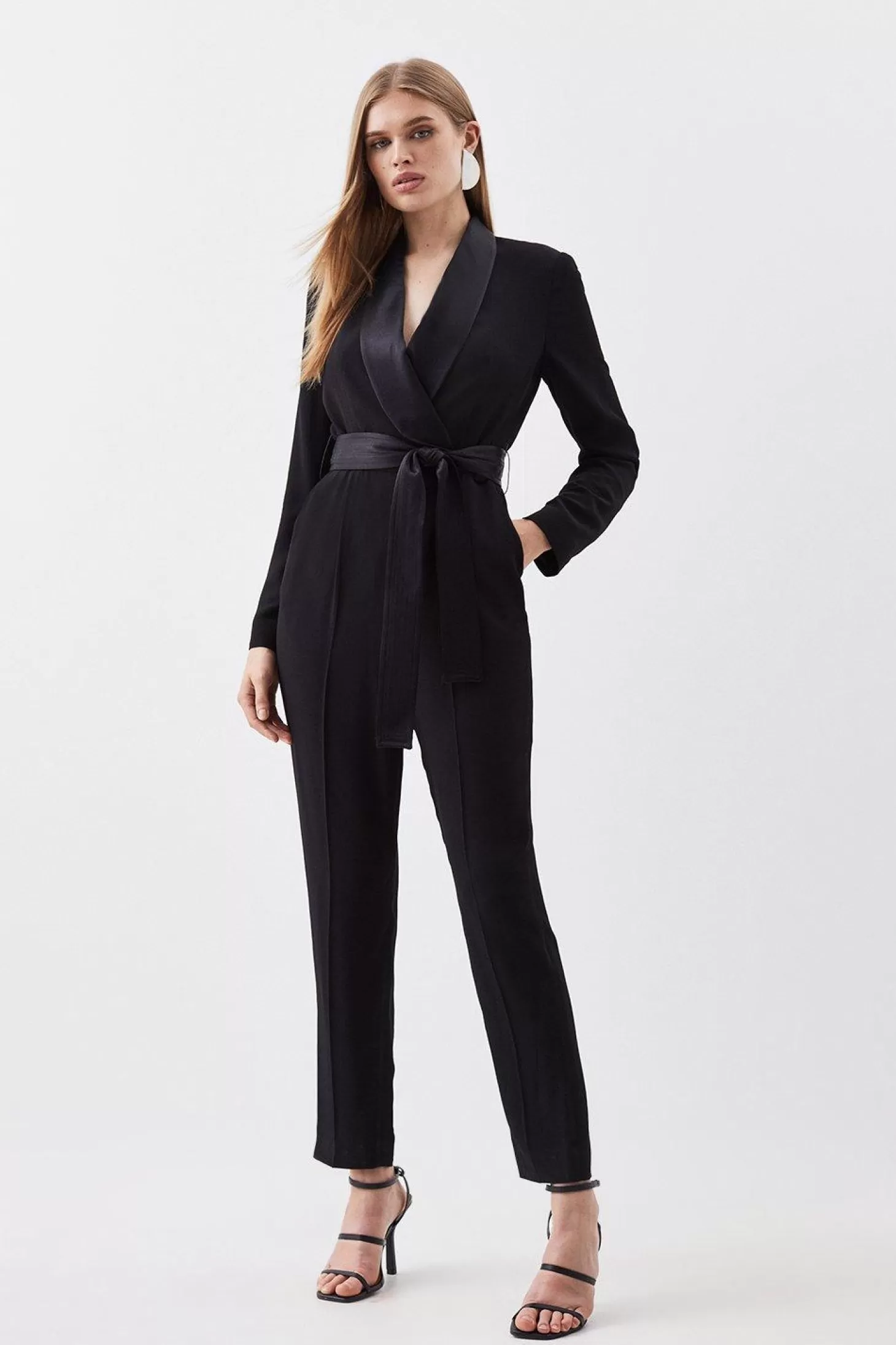 Karen Millen Tailored Tuxedo Wrap Jumpsuit