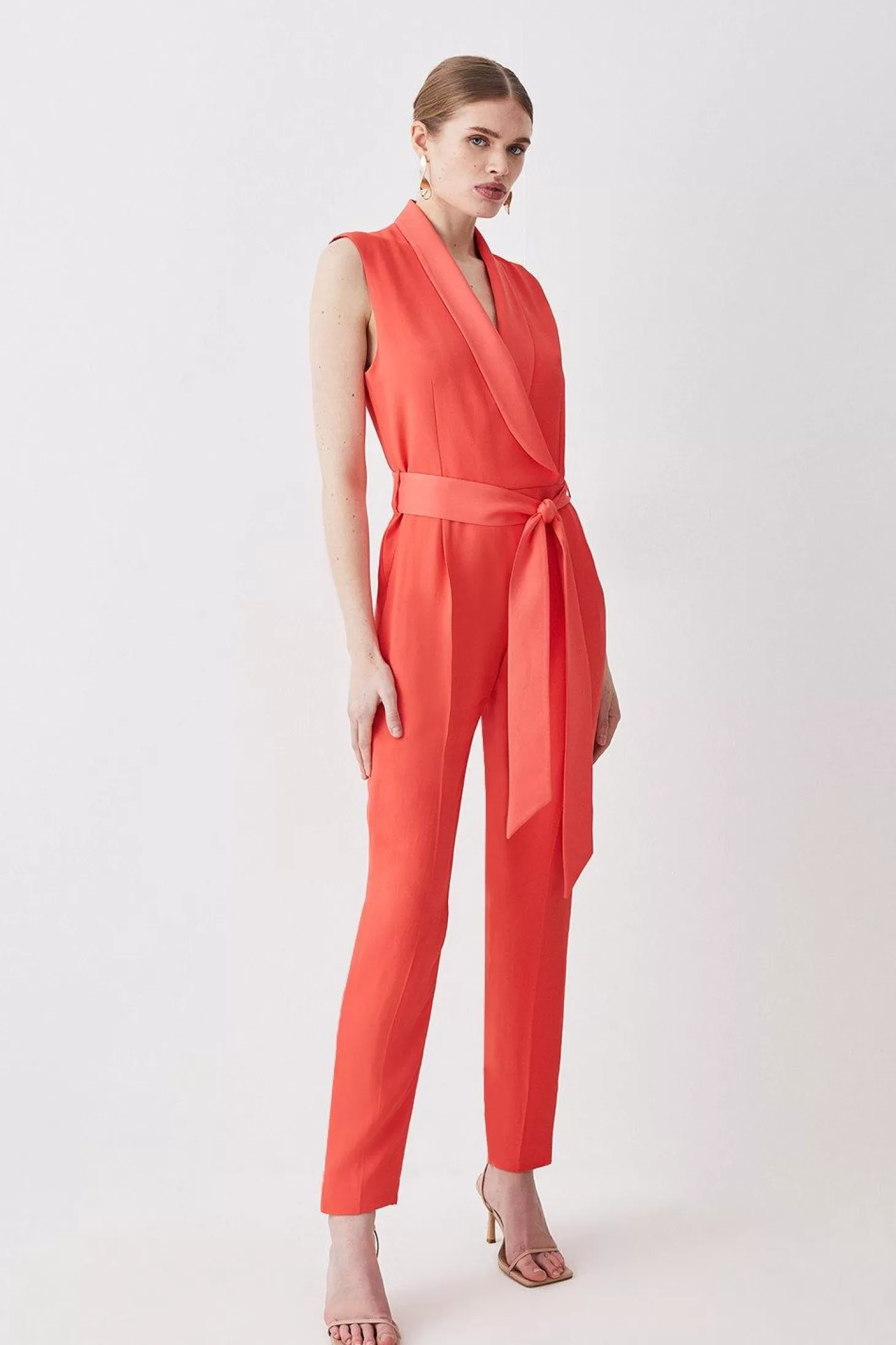 Karen Millen Tailored Tuxedo Wrap Sleeveless Jumpsuit