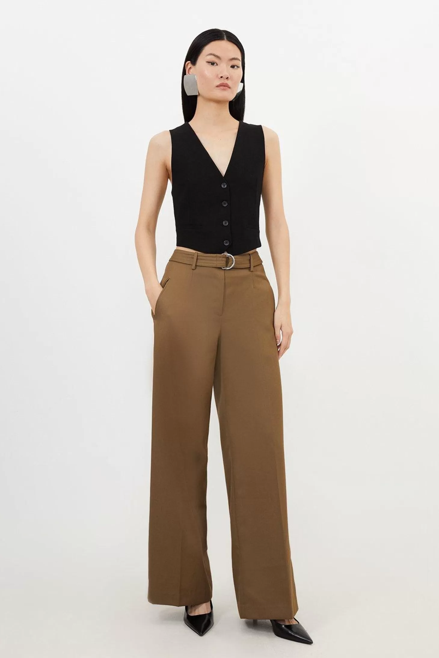 Karen Millen Tailored Wool Blend Straight Leg Trousers