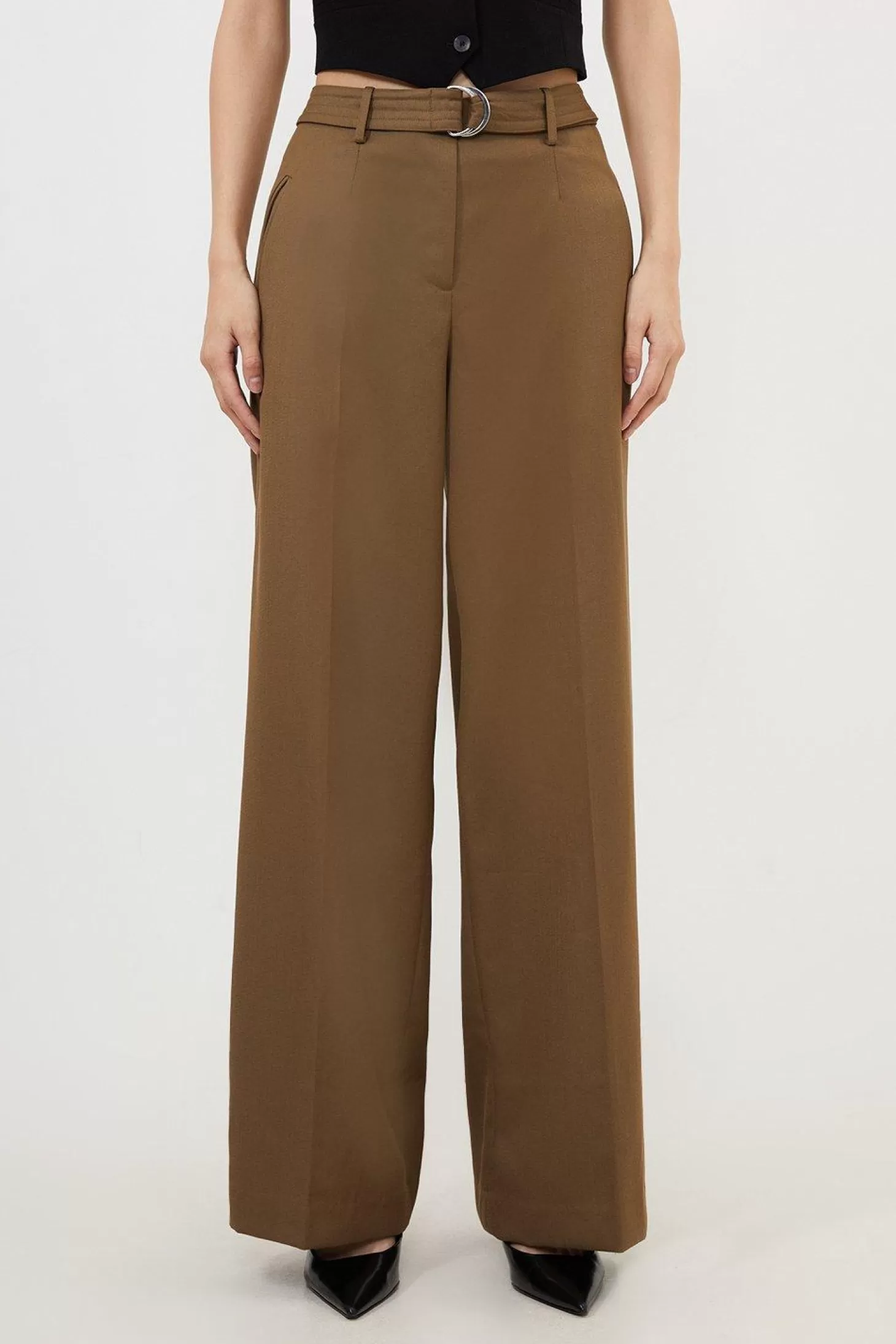 Karen Millen Tailored Wool Blend Straight Leg Trousers