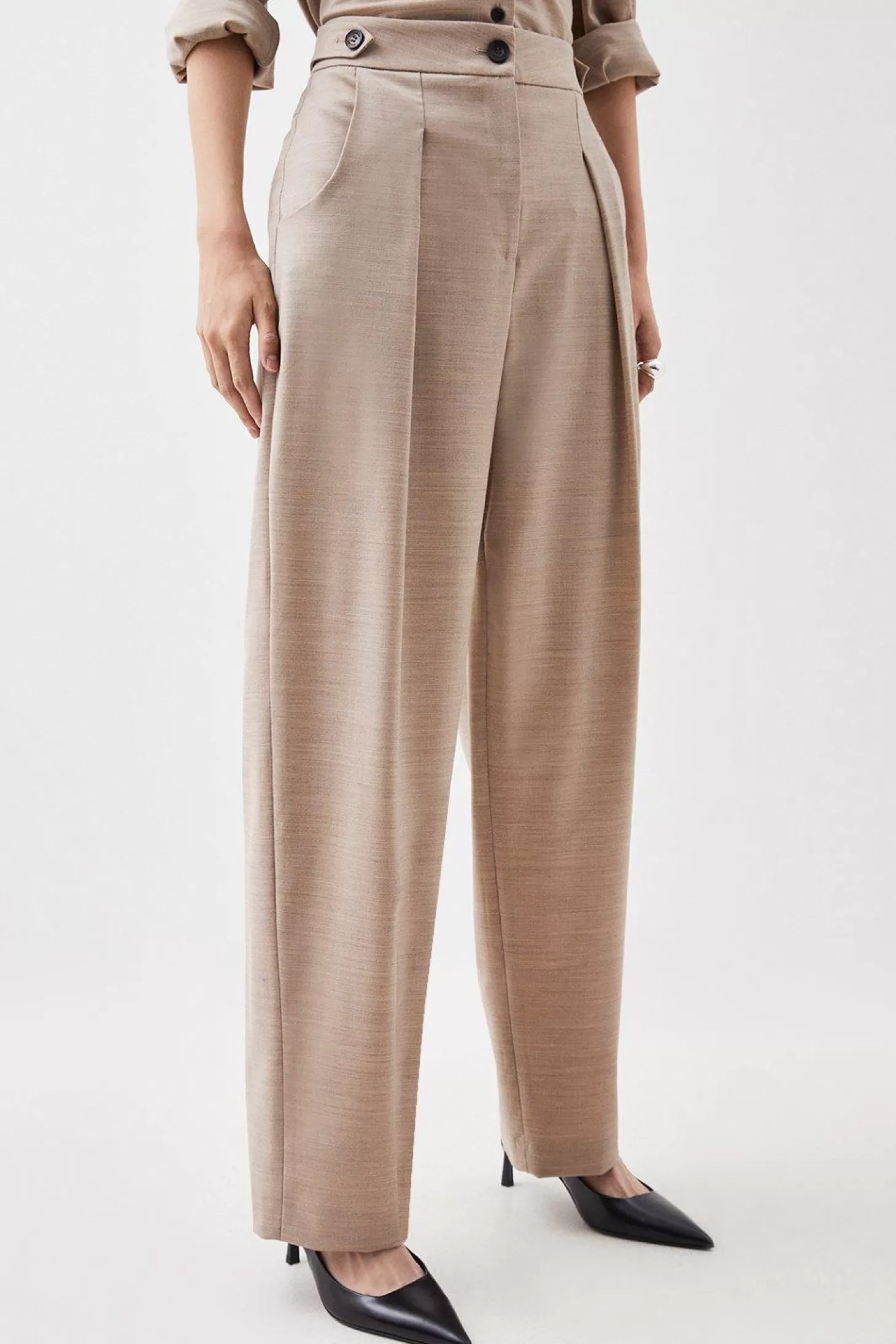 Karen Millen Tailored Wool Blend Tab Detail Pants