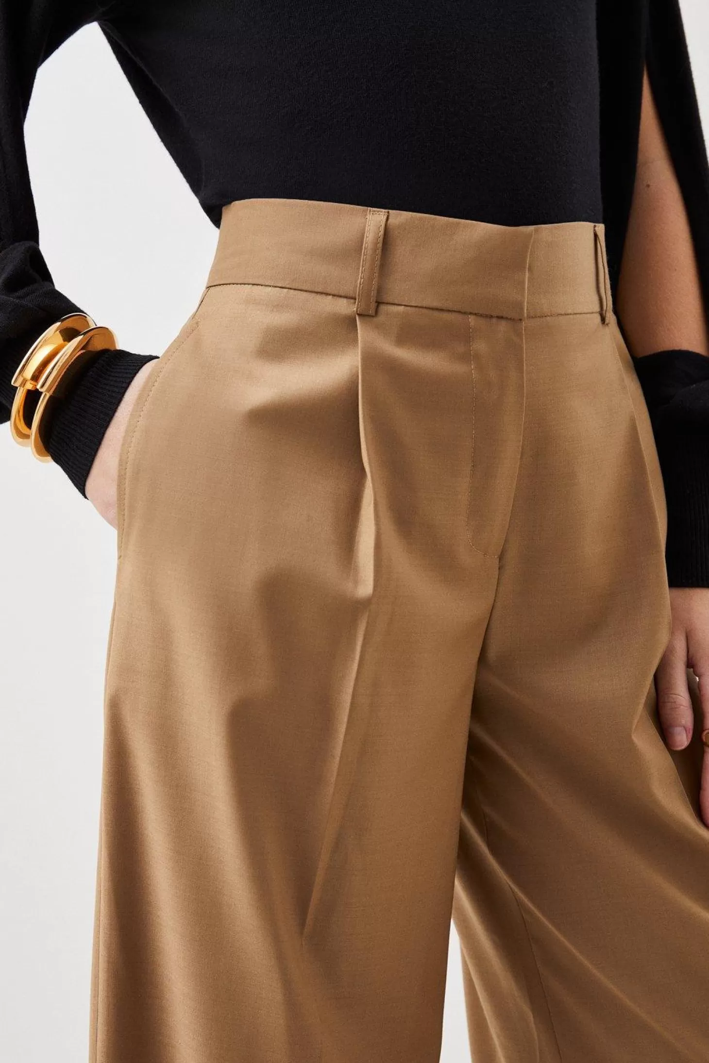 Karen Millen Tailored Wool Blend Wide Leg Pants