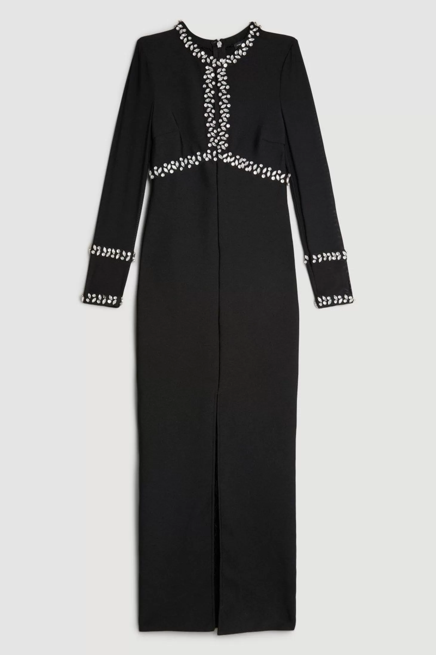 Karen Millen Tall Bandage Figure Form Knit Keyhole Embellished Maxi Dress