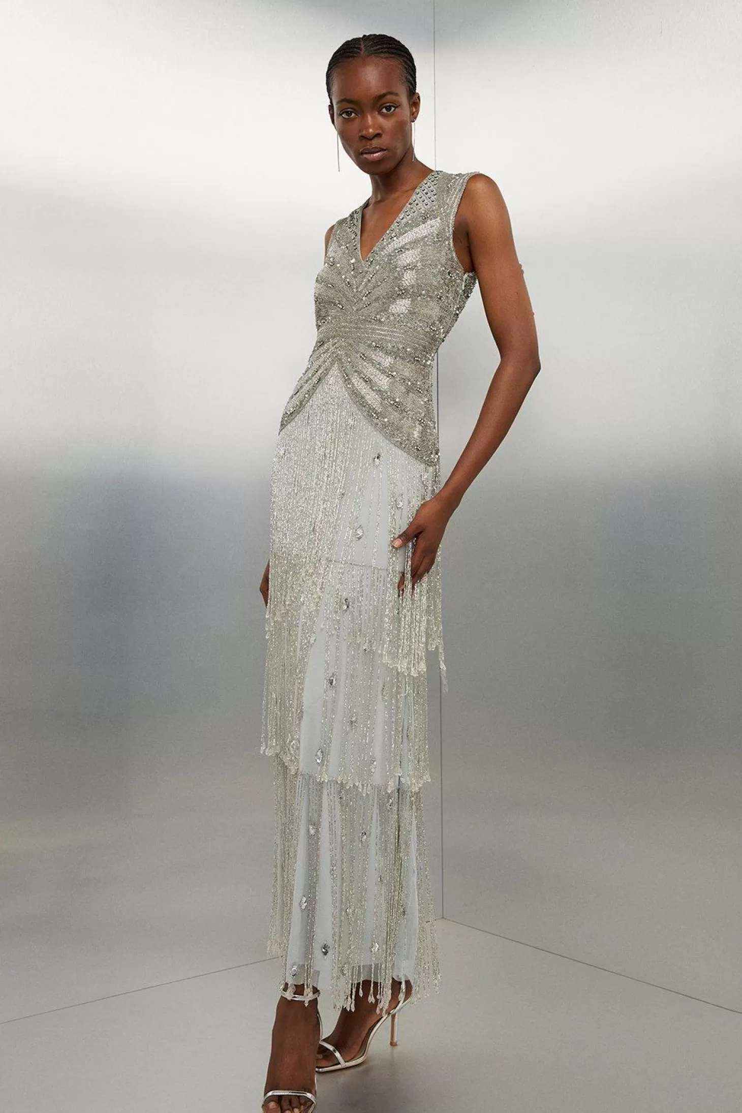 Karen Millen Tall Embellished Beaded Woven Maxi Dress