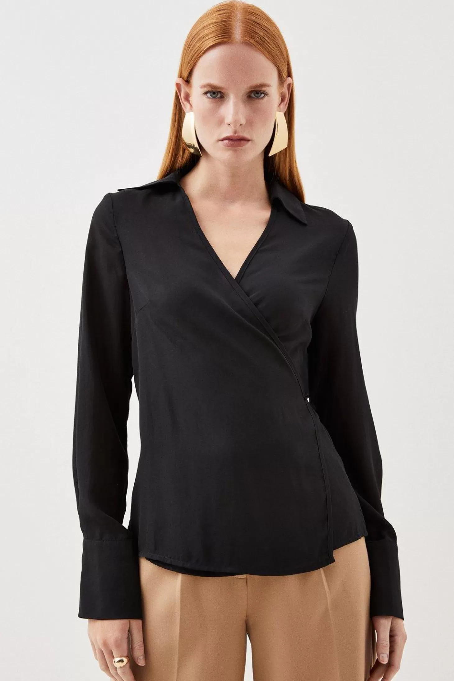 Karen Millen Tall Georgette Woven Wrap Top