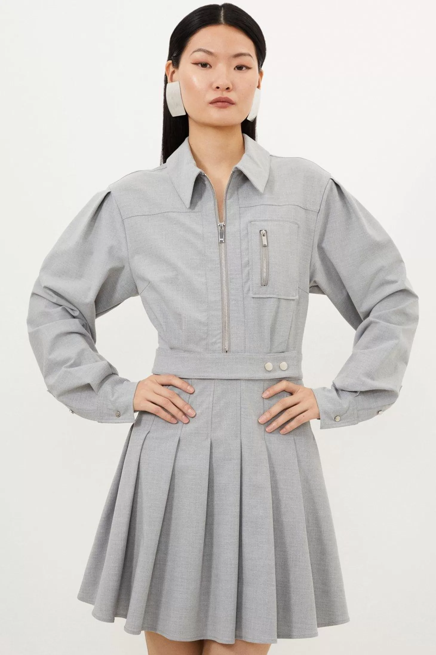 Karen Millen Tall Wool Mix Shirt Mini Dress