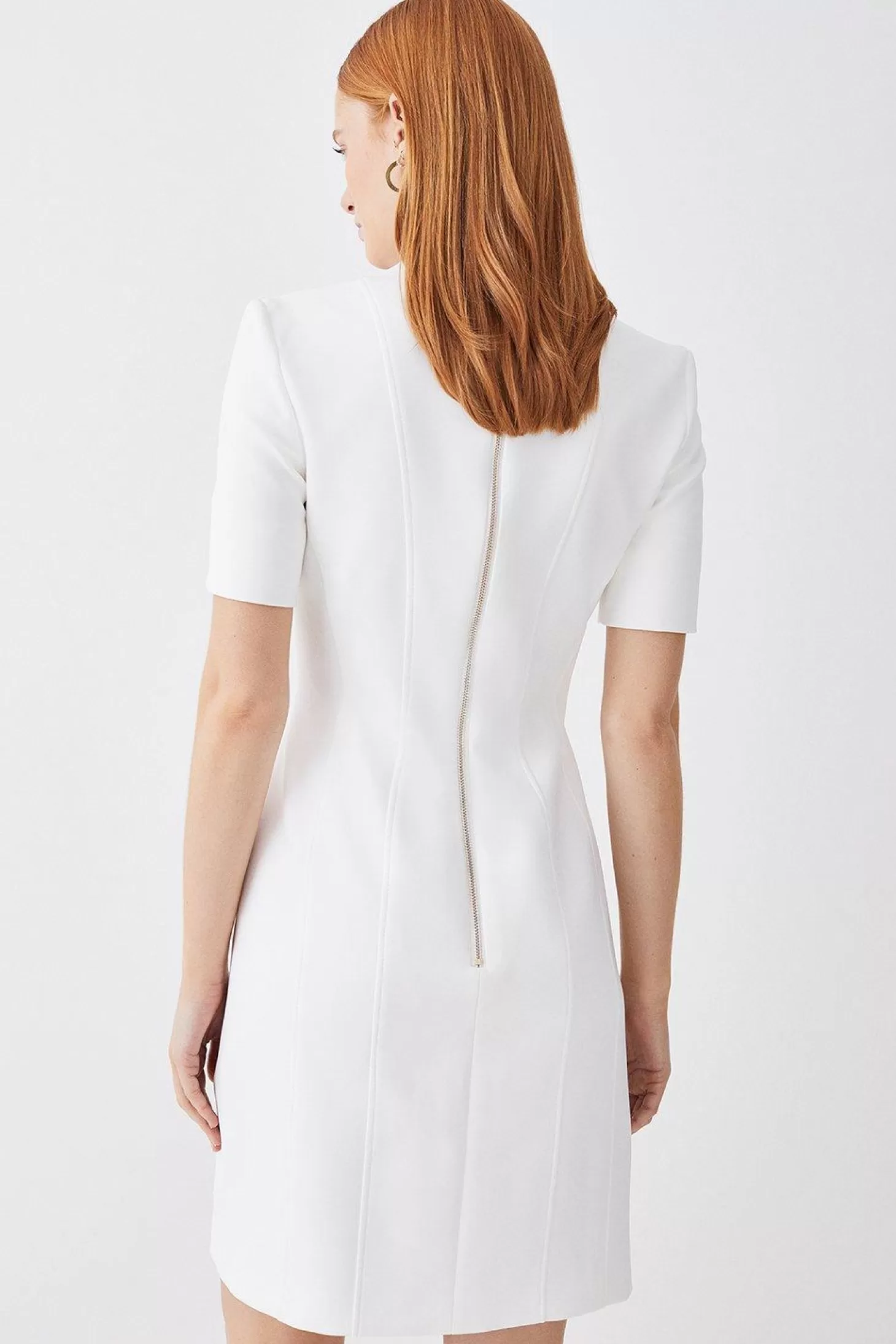 Karen Millen Tall Italian Compact Scuba Jersey Seamed A Line Mini Dress