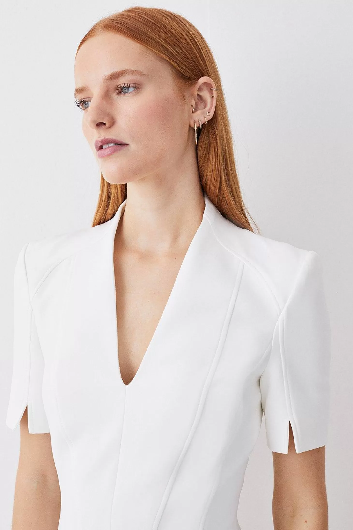 Karen Millen Tall Italian Compact Scuba Jersey Seamed A Line Mini Dress