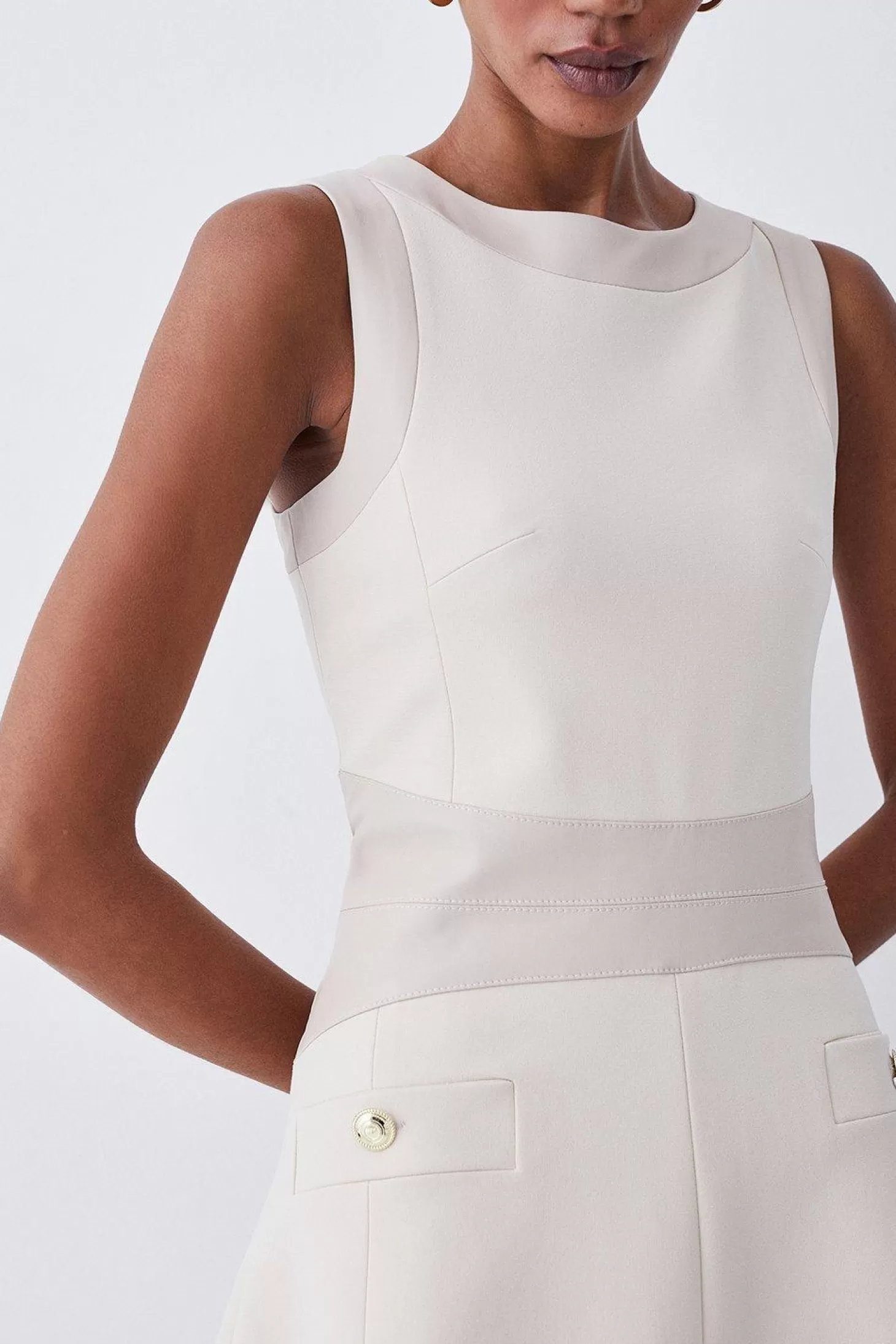Karen Millen Tall Ponte & Faux Leather A Line Flippy Mini Dress