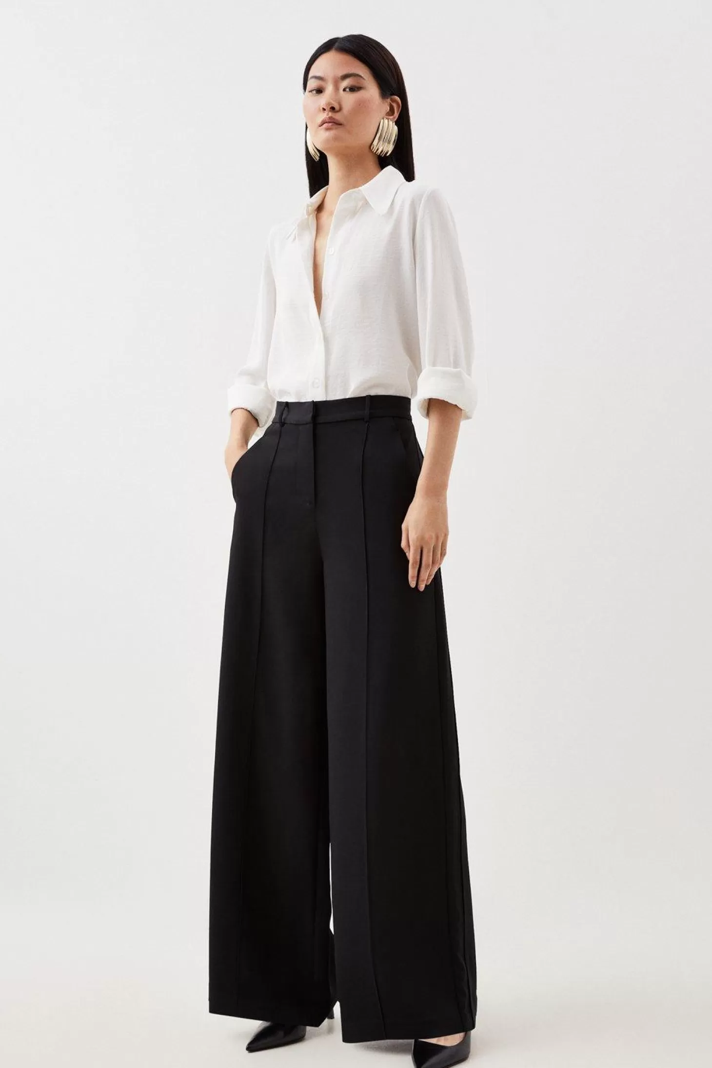 Karen Millen Tall Premium Woven Viscose Crepe Wide Leg Pants