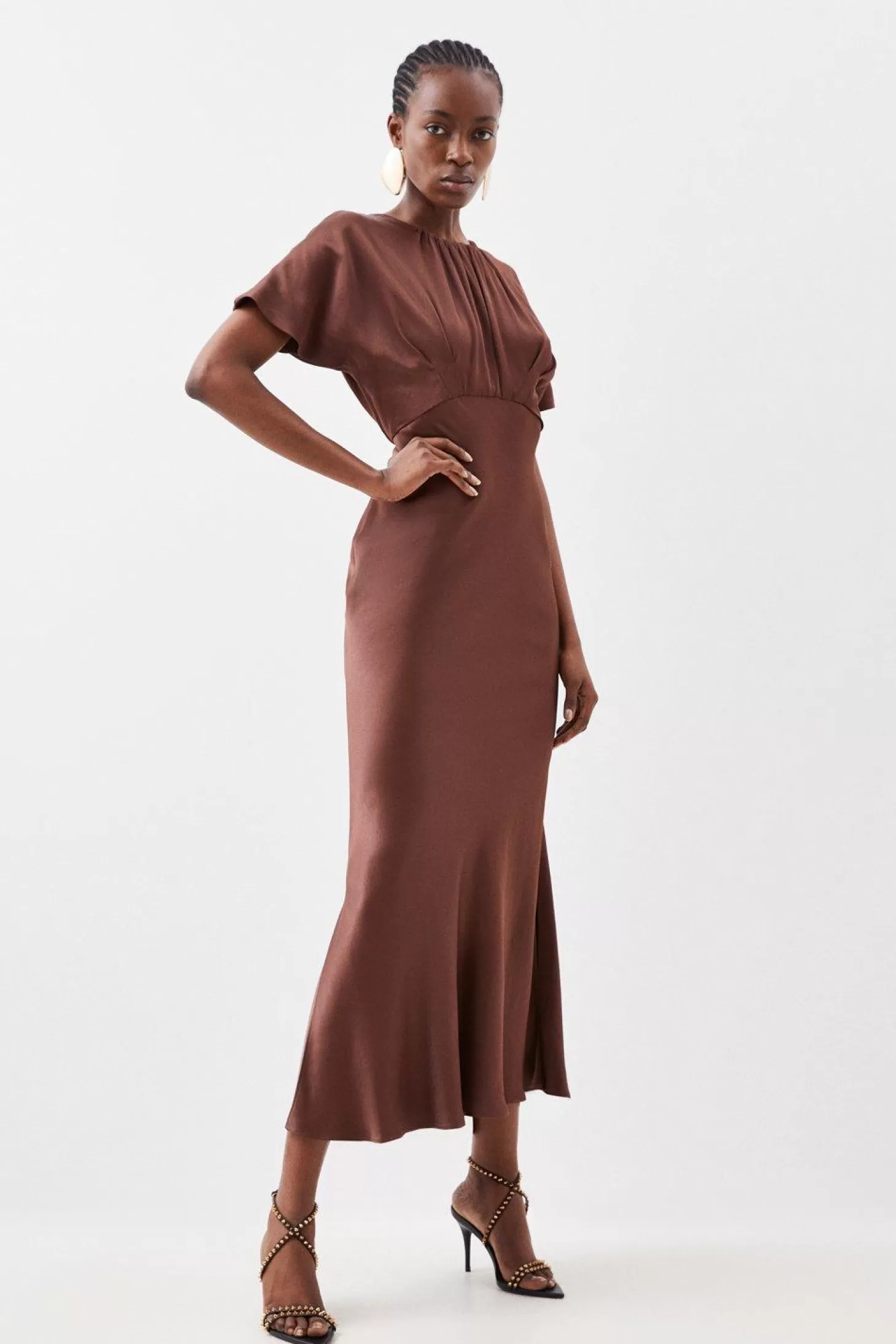 Karen Millen Tall Satin Woven Crepe Maxi Dress