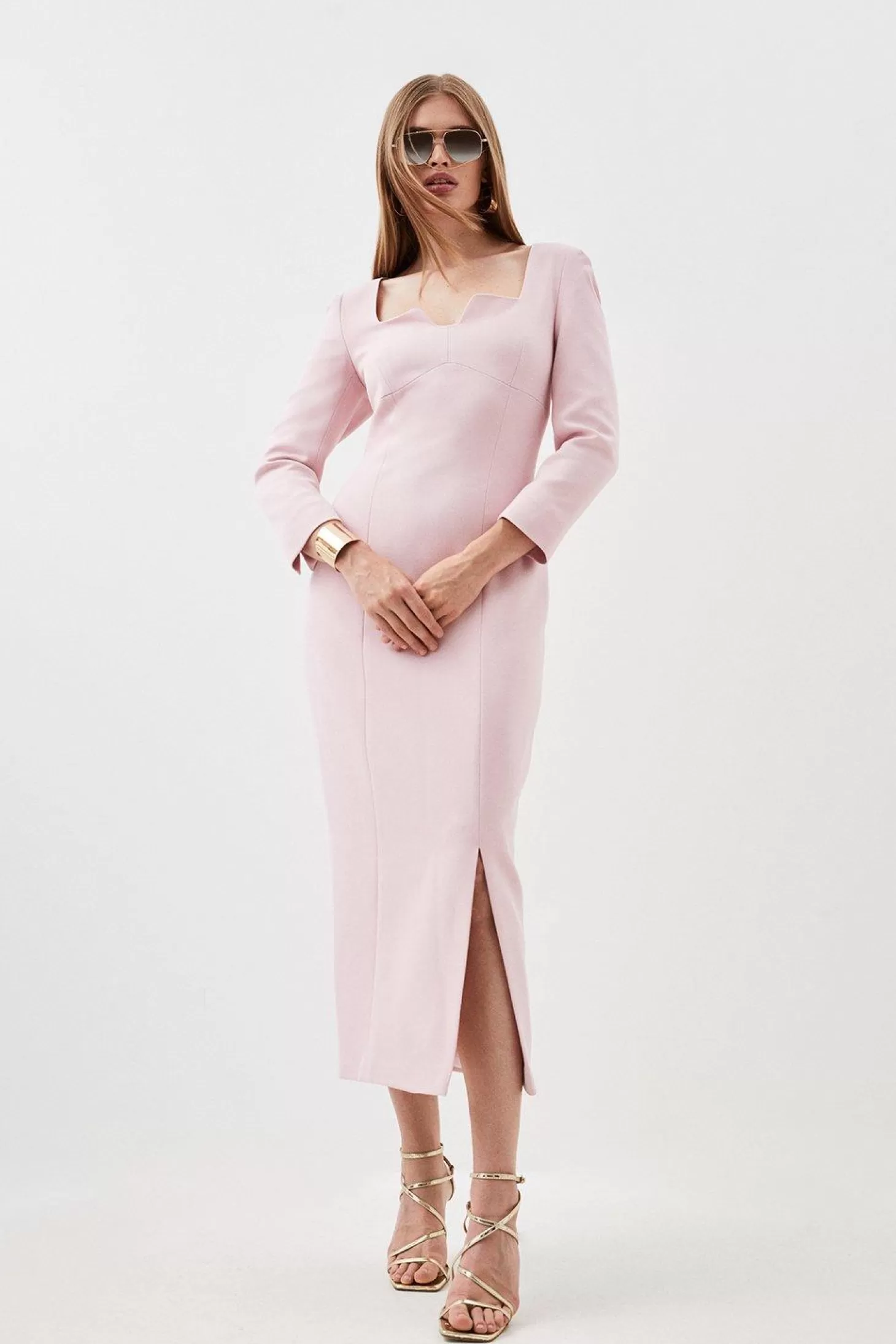 Karen Millen Tall Structured Crepe Sweetheart Neck Midaxi Dress